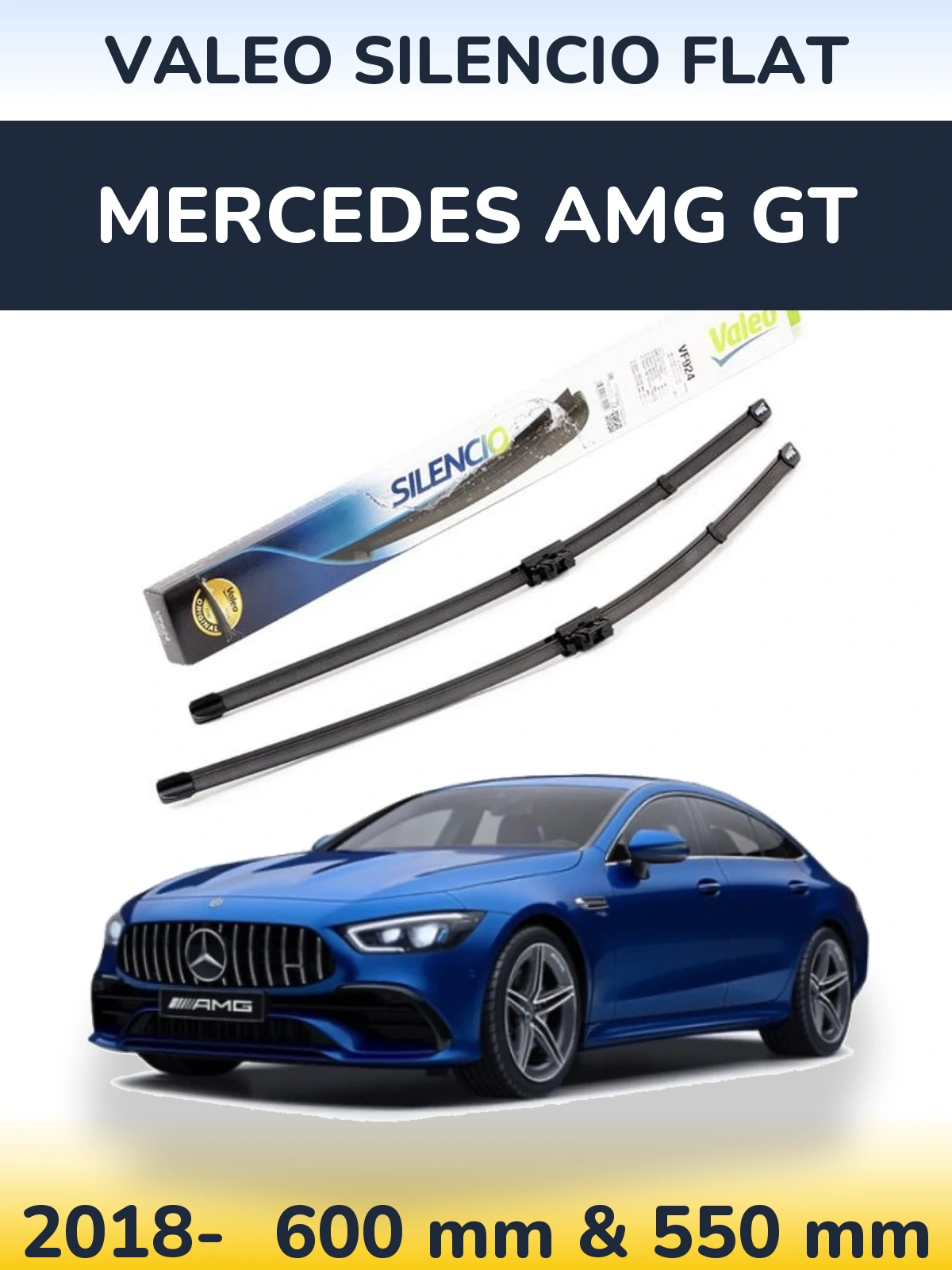 Комплект передних дворников Valeo Silencio Flat 600 & 550 мм для Mercedes AMG GT 2018-2026