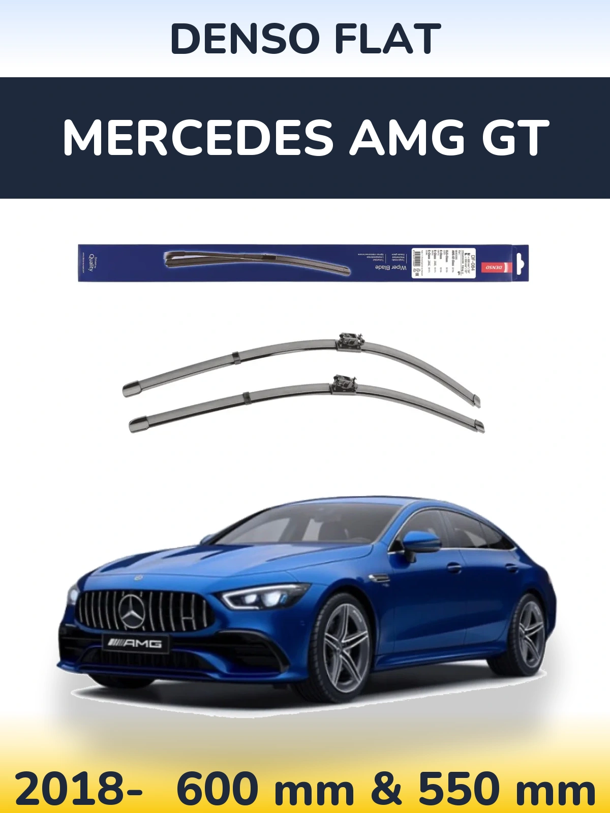 Комплект передних дворников Denso Flat 600 & 550 мм для Mercedes AMG GT 2018-2026