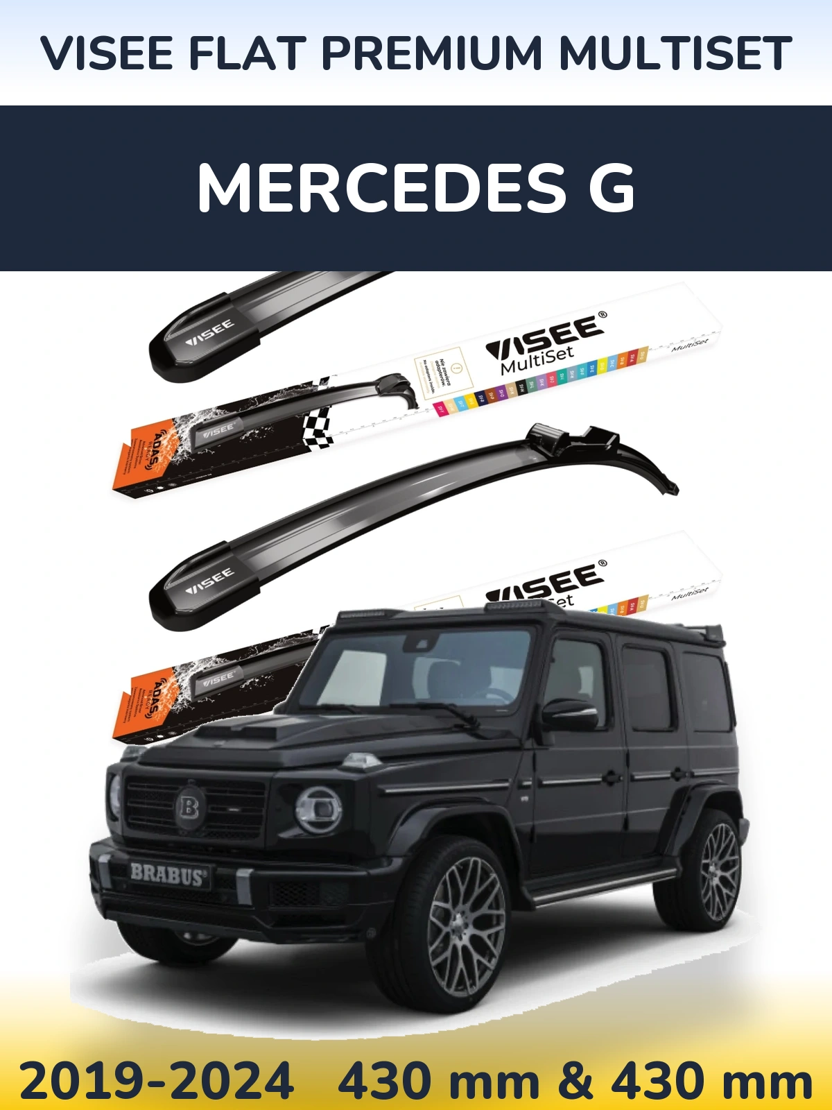 Komplet przednich wycieraczek VISEE FLAT PREMIUM MultiSet 430 & 430 mm do Mercedes G 2019-2024