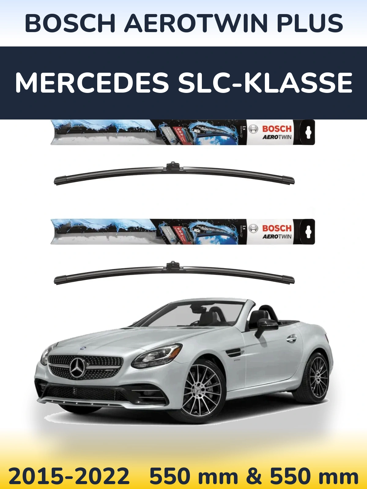 Комплект передніх щіток BOSCH AeroTwin Plus 550 & 550 мм для Mercedes SLC-Klasse 2015-2022