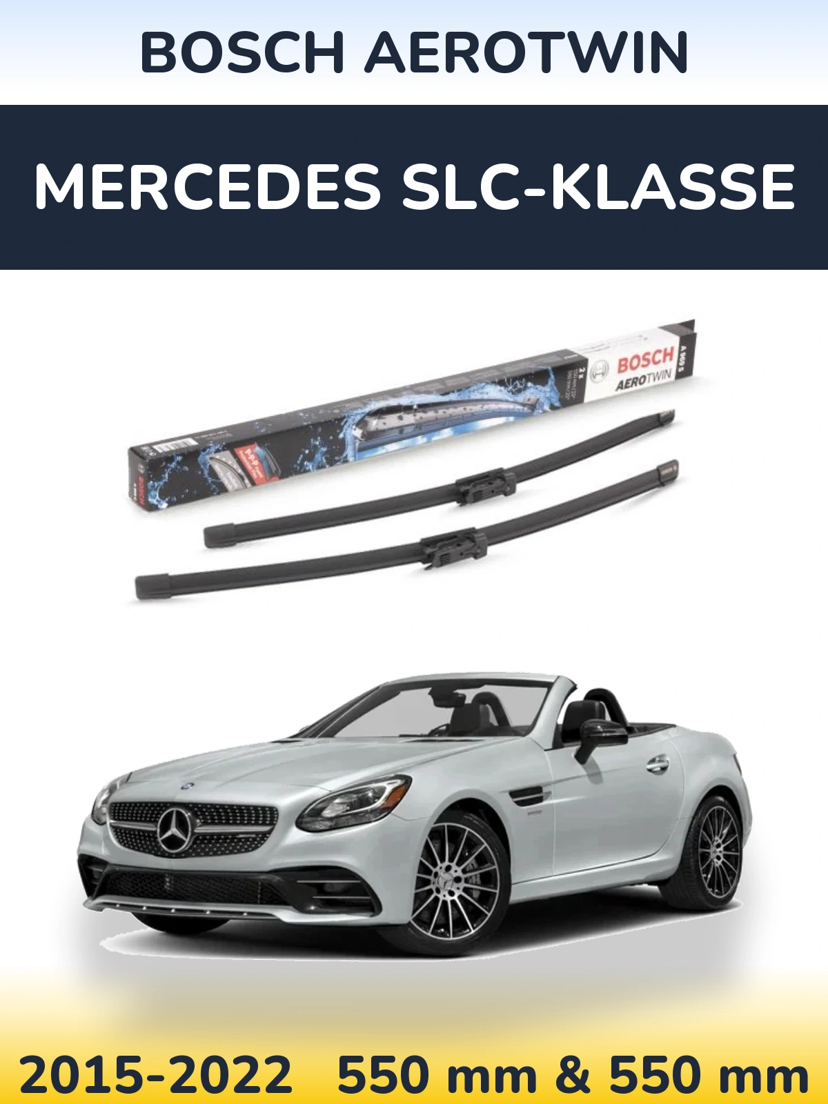 Комплект передних дворников BOSCH AeroTwin 550 & 550 мм для Mercedes SLC-Klasse 2015-2022