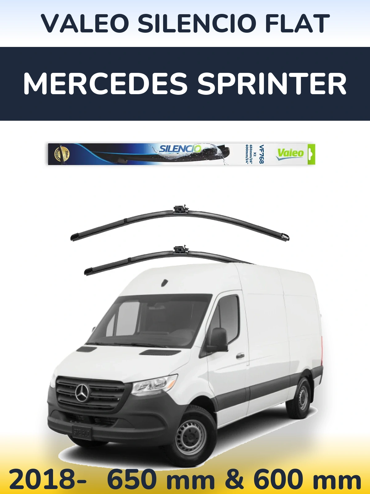 Комплект передних дворников Valeo Silencio Flat 650 & 600 мм для Mercedes Sprinter 2018-2026
