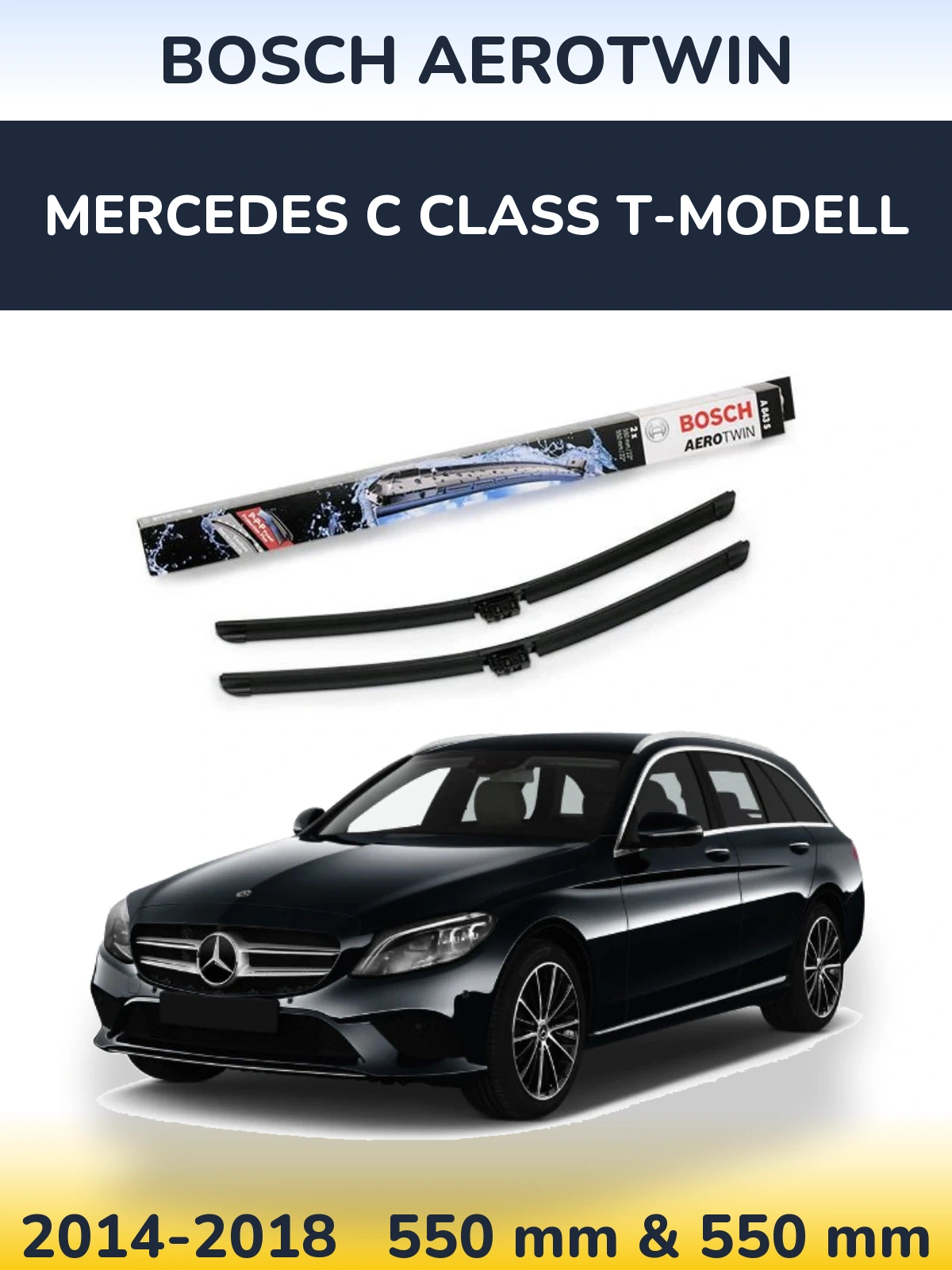 Комплект передних дворников BOSCH AeroTwin 550 & 550 мм для Mercedes C Class T-Модельl 2014-2018