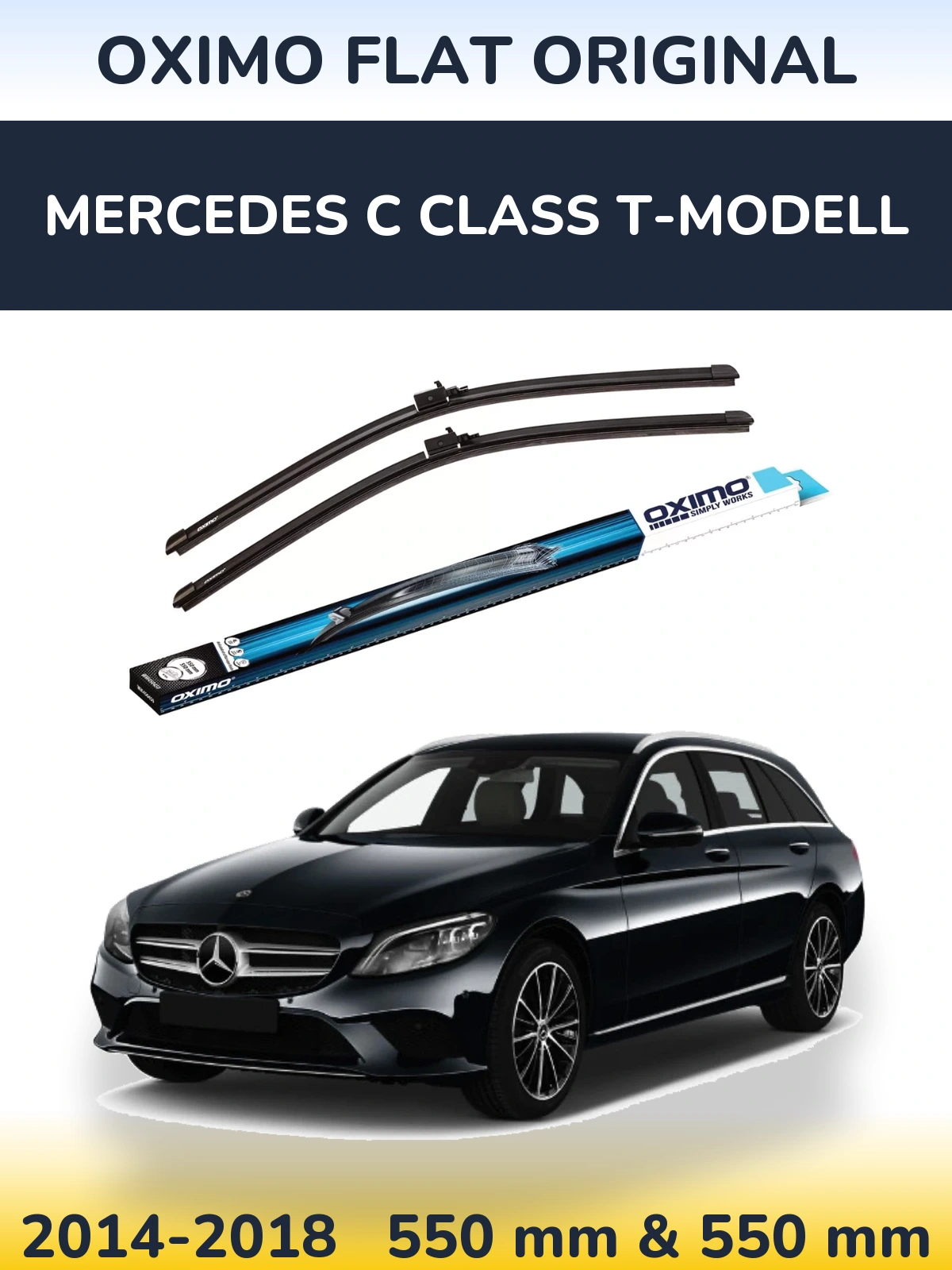 Комплект передних дворников Oximo Flat Original 550 & 550 мм для Mercedes C Class T-Модельl 2014-2018