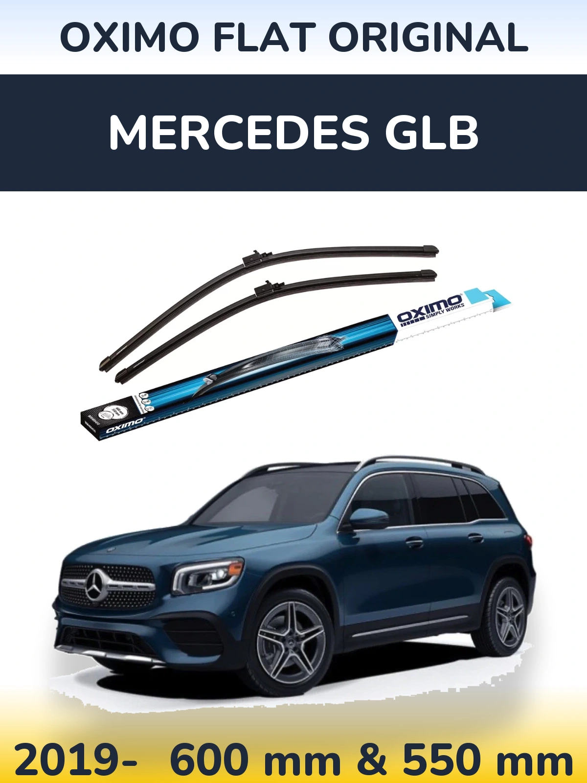 Комплект передних дворников Oximo Flat Original 600 & 550 мм для Mercedes GLB 2019-2026