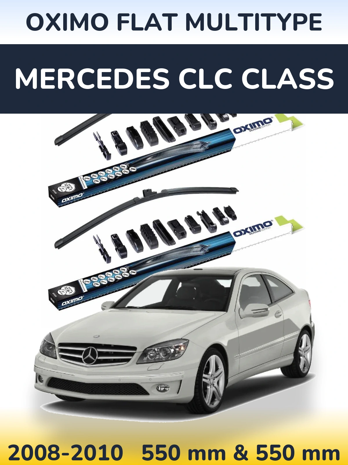 Комплект передних дворников Oximo Flat MultiТипe 550 & 550 мм для Mercedes CLC Class 2008-2010