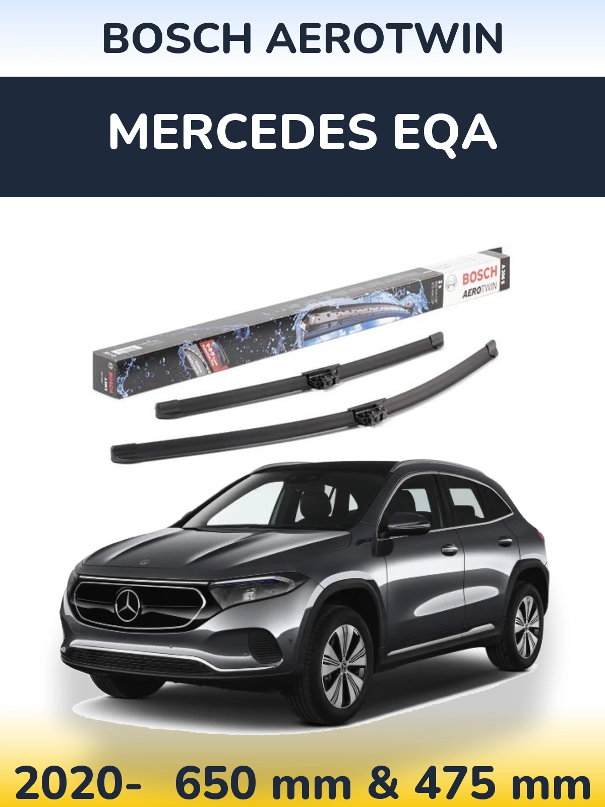 Komplet przednich wycieraczek BOSCH AeroTwin 650 & 475 mm do Mercedes EQA 2020-2026