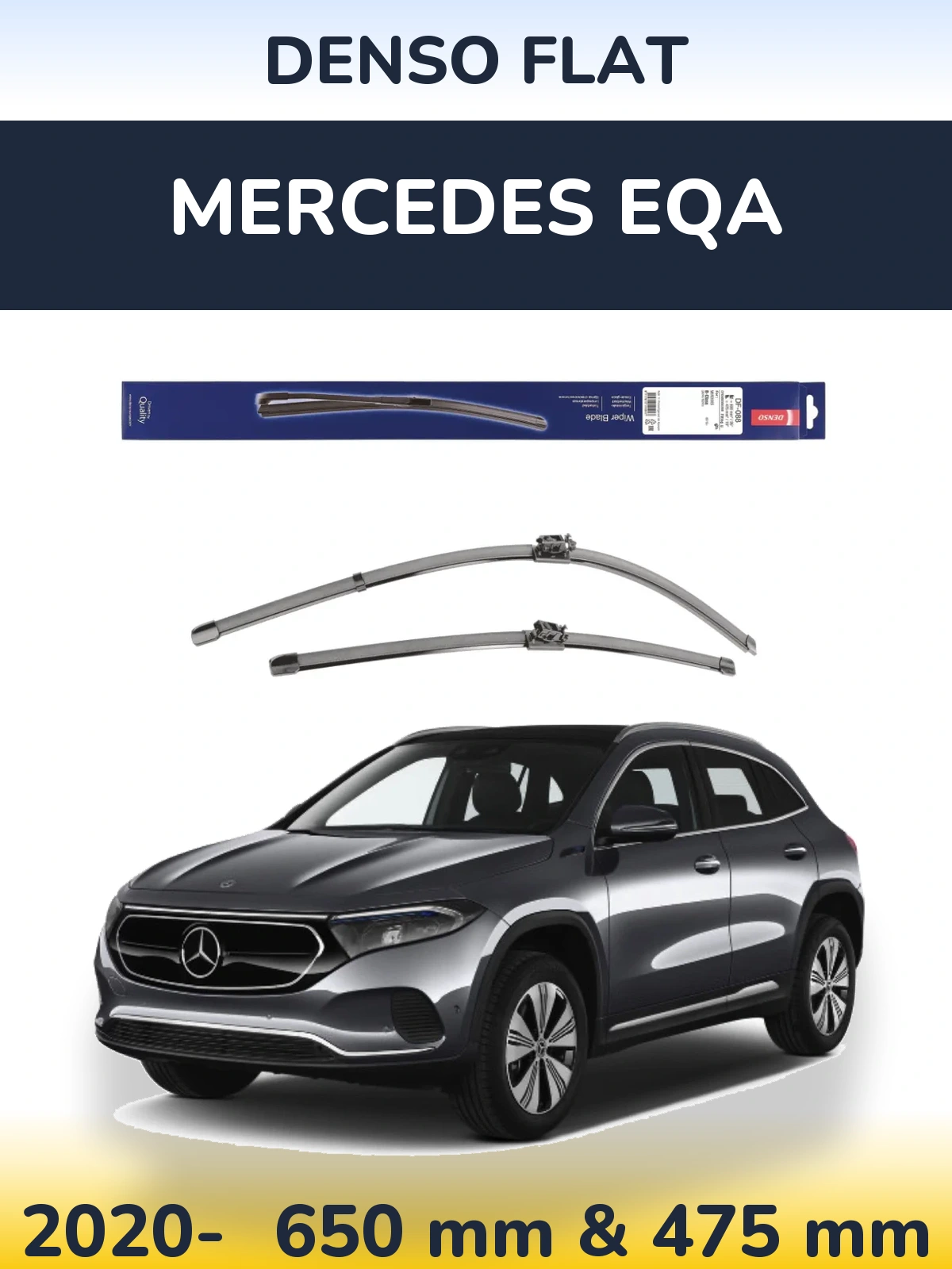 Front wiper blade set Denso Flat 650 & 475 mm for Mercedes EQA 2020-2026