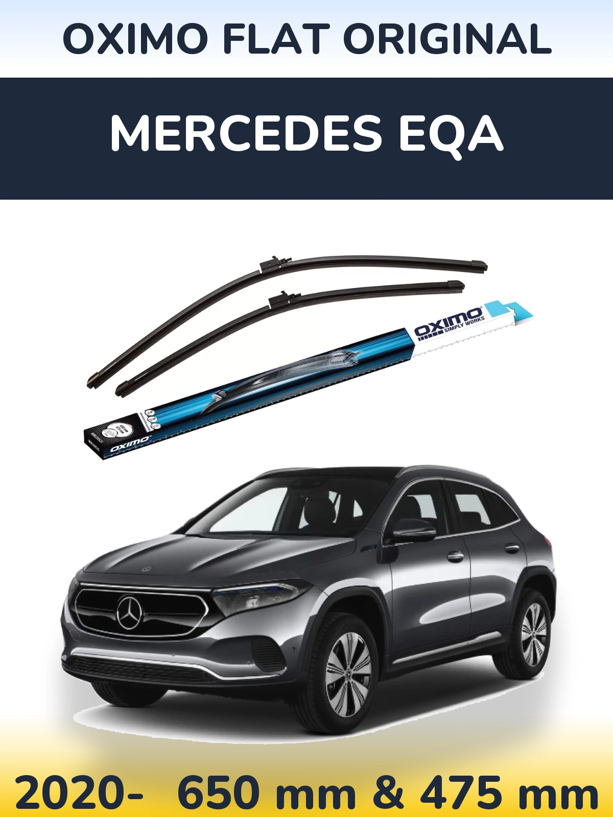 Комплект передніх щіток Oximo Flat Original 650 & 475 мм для Mercedes EQA 2020-2026