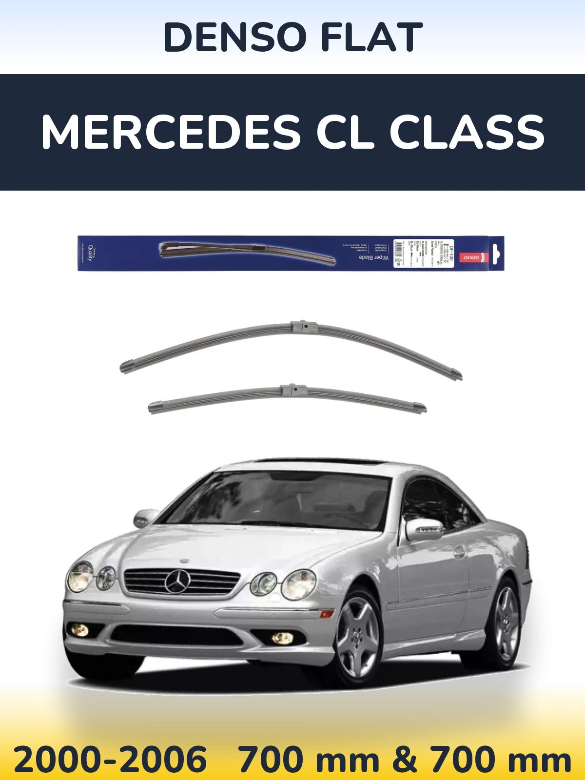 Front wiper blade set Denso Flat 650 & 650 mm for Mercedes CL Class 2000-2006