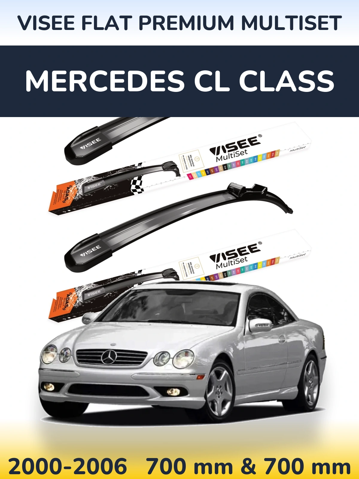 Комплект передних дворников VISEE FLAT PREMIUM MultiSet 700 & 700 мм для Mercedes CL Class 2000-2006