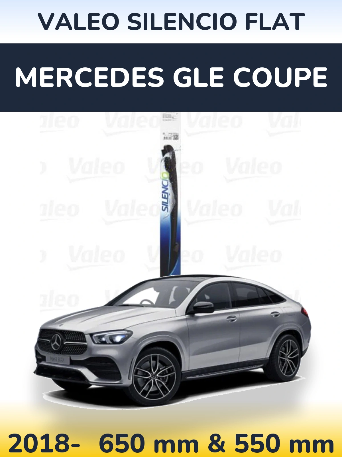 Komplet przednich wycieraczek Valeo Silencio Flat 650 & 550 mm do Mercedes GLE Coupe 2018-2026