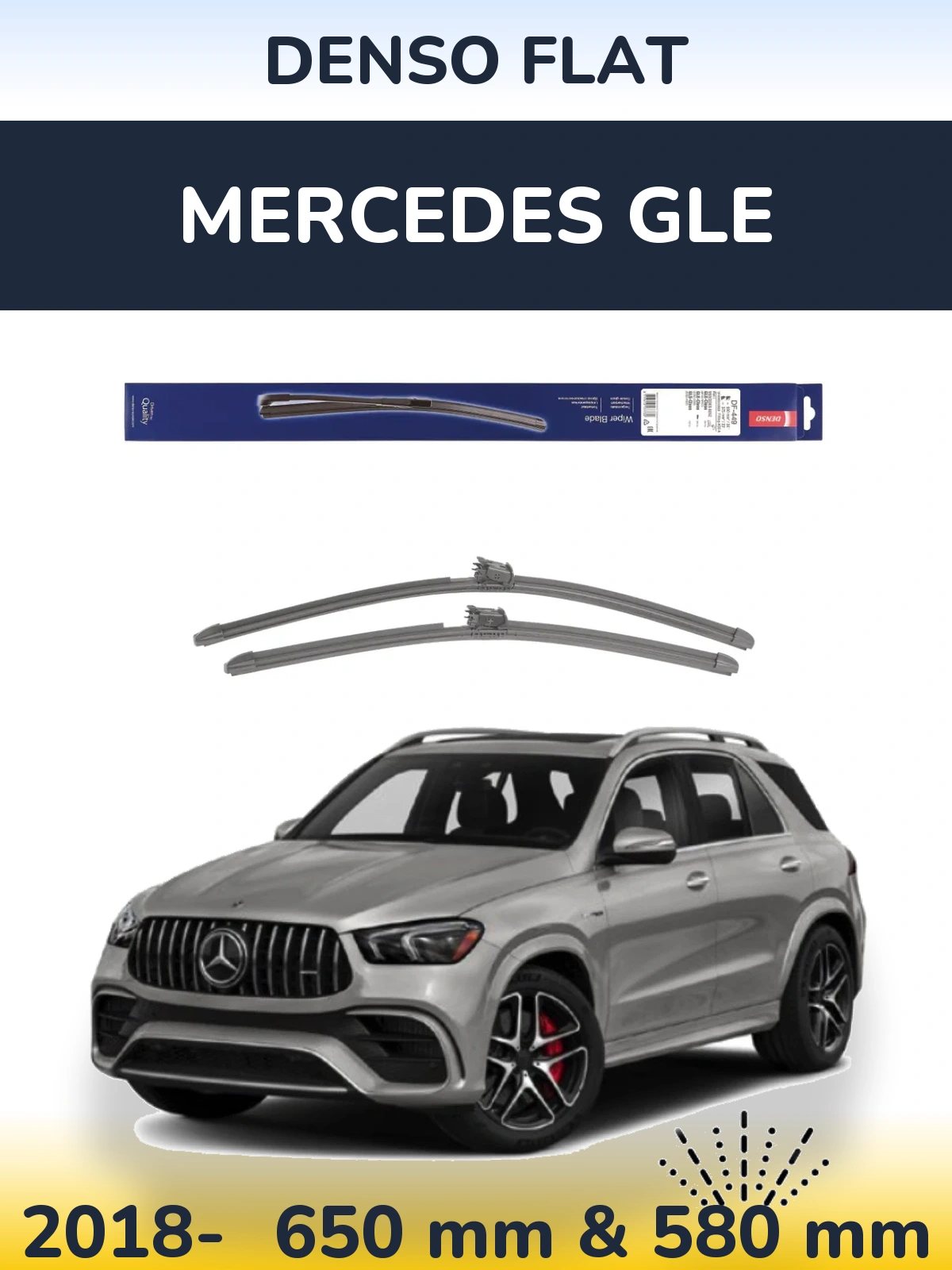 Komplet przednich wycieraczek Denso Flat 650 & 580 mm do Mercedes GLE 2018-2026