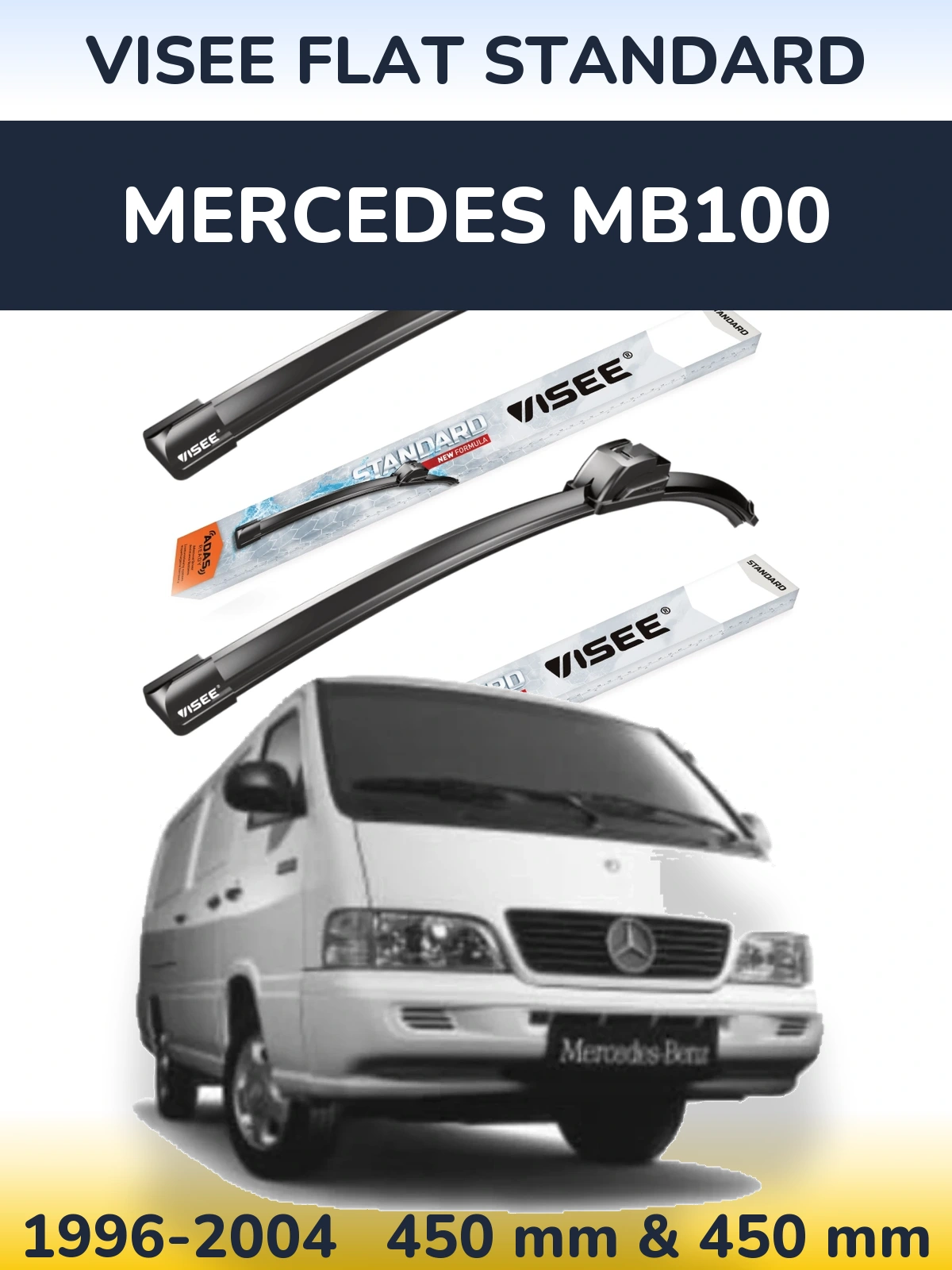 Комплект передних дворников VISEE FLAT STANDARD 450 & 450 мм для Mercedes MB100 1996-2004