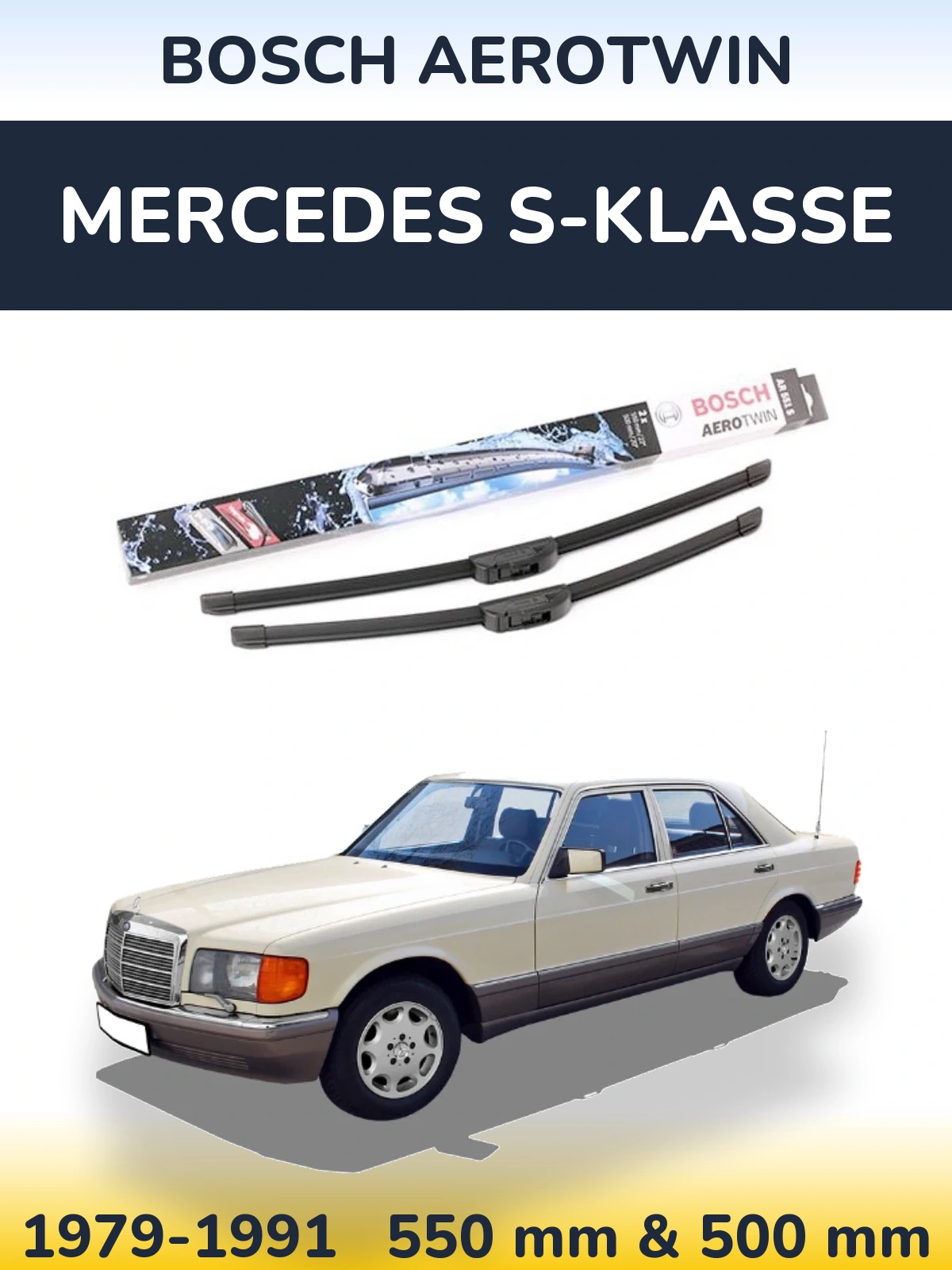 Комплект передних дворников BOSCH AeroTwin 550 & 500 мм для Mercedes S-Klasse 1979-1991