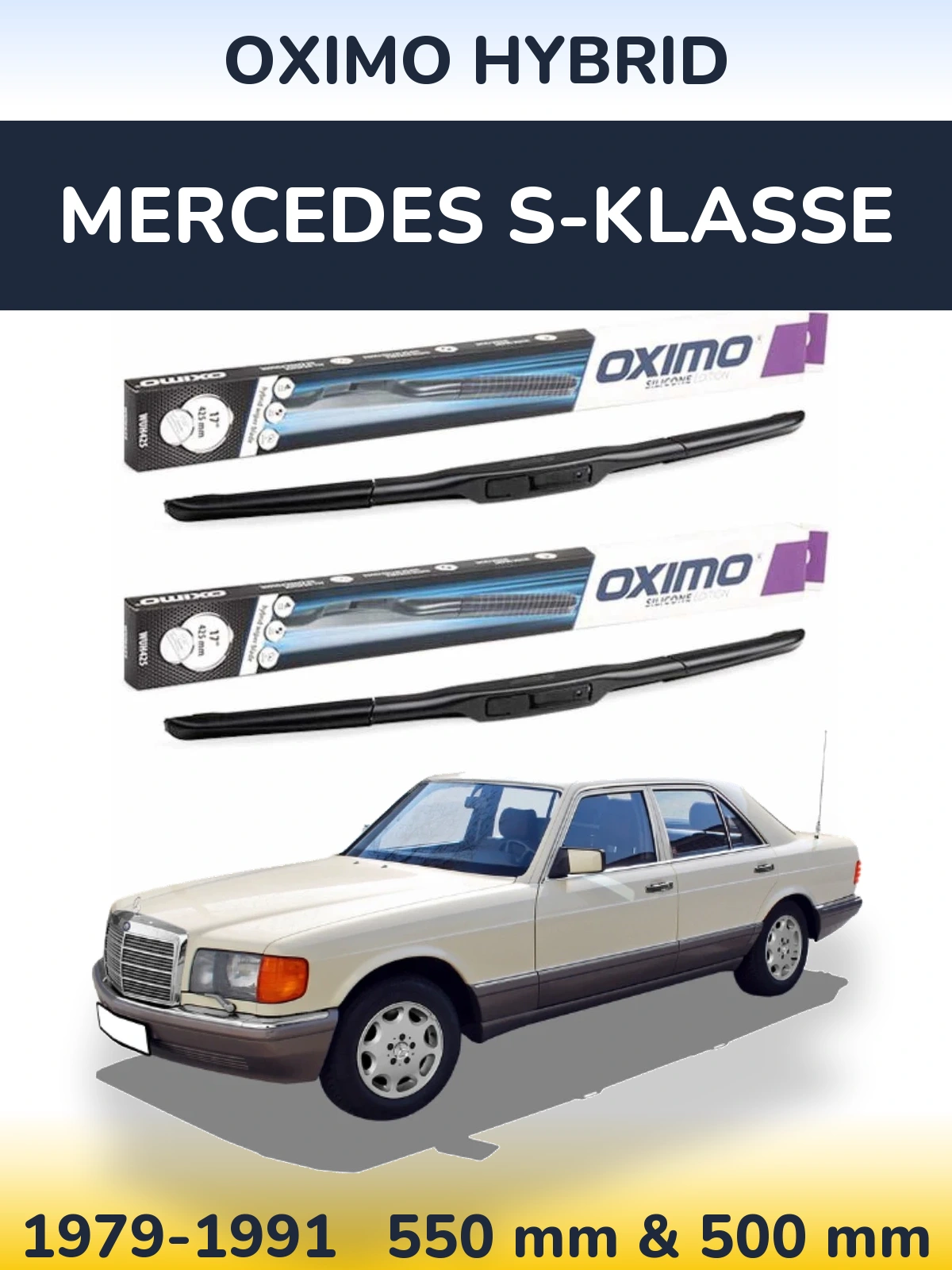 Комплект передних дворников Oximo Hybrid 550 & 500 мм для Mercedes S-Klasse 1979-1991