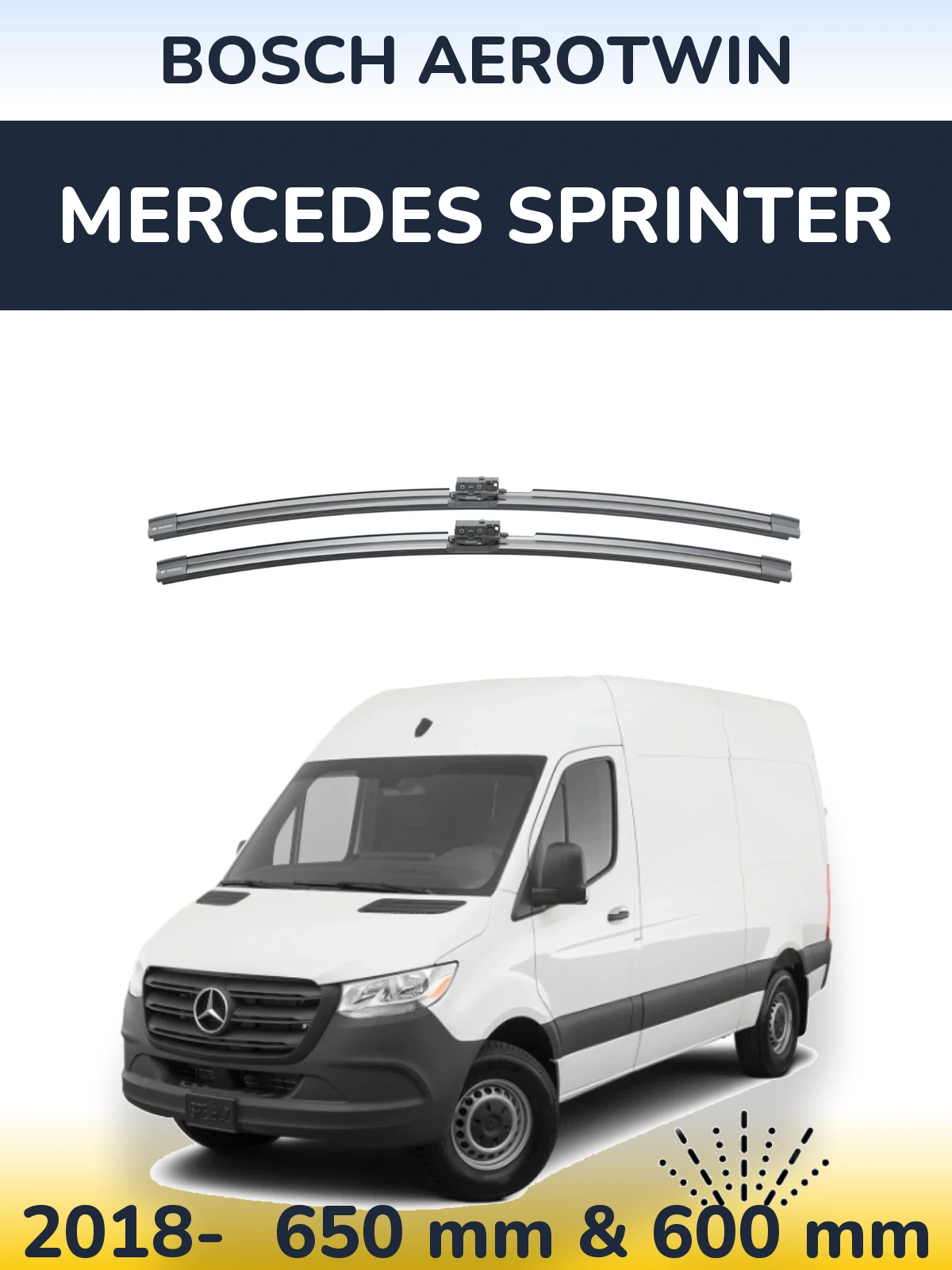 Комплект передних дворников BOSCH AeroTwin 650 & 600 мм для Mercedes Sprinter 2018-2026
