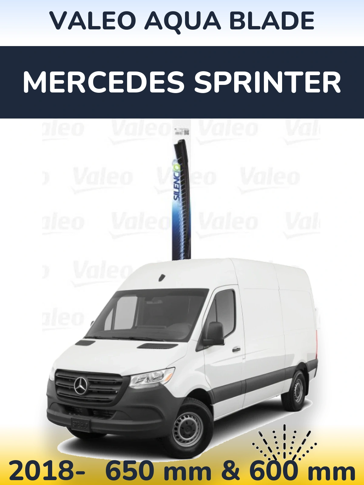 Komplet przednich wycieraczek Valeo Aqua Blade 650 & 600 mm do Mercedes Sprinter 2018-2026