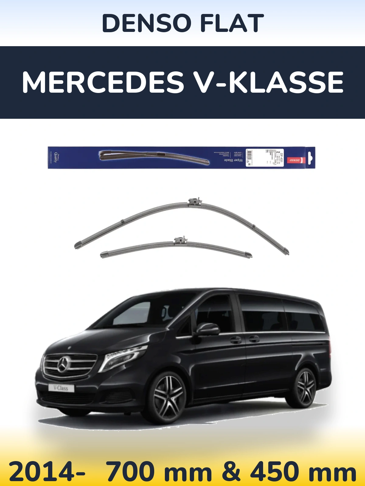 Komplet przednich wycieraczek Denso Flat 700 & 450 mm do Mercedes V-Klasse 2014-2026