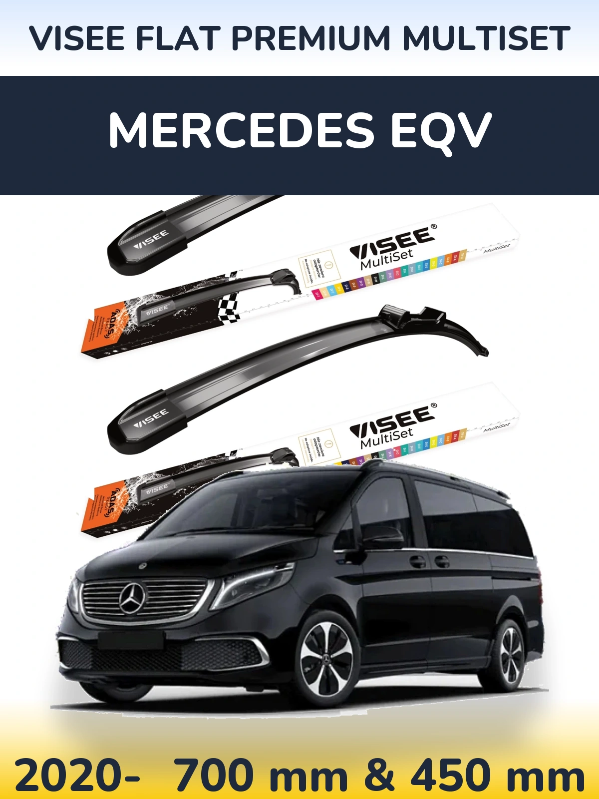 Komplet przednich wycieraczek VISEE FLAT PREMIUM MultiSet 700 & 450 mm do Mercedes EQV 2020-2026