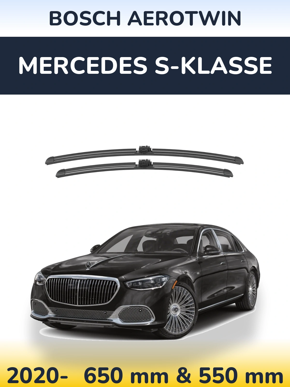 Комплект передніх щіток BOSCH AeroTwin 650 & 550 мм для Mercedes S-Klasse 2020-2026