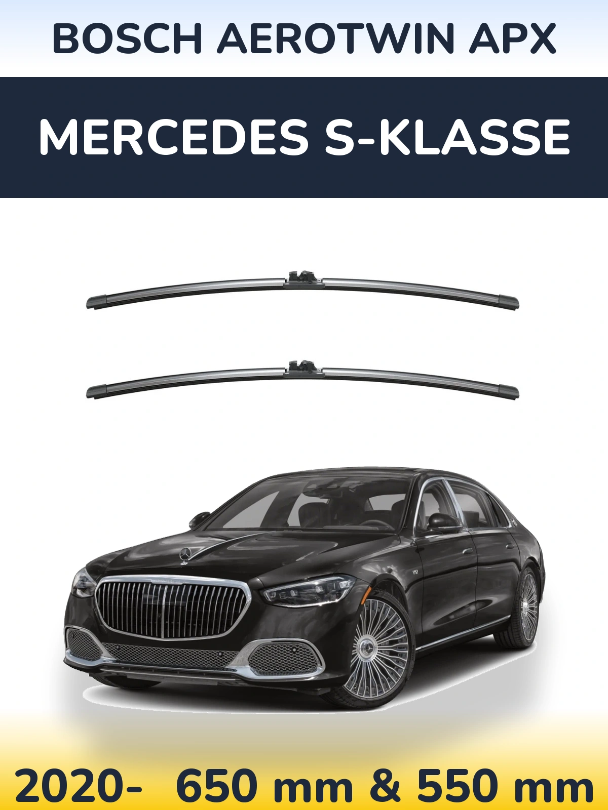 Komplet przednich wycieraczek BOSCH AeroTwin APX 650 & 550 mm do Mercedes S-Klasse 2020-2026