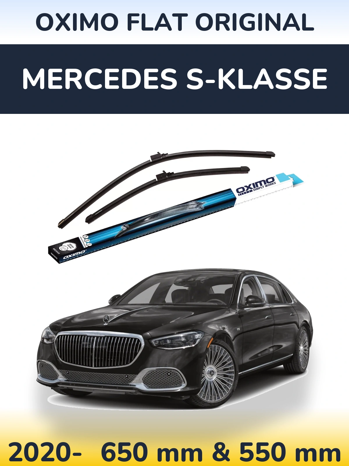 Komplet przednich wycieraczek Oximo Flat Original 650 & 550 mm do Mercedes S-Klasse 2020-2026