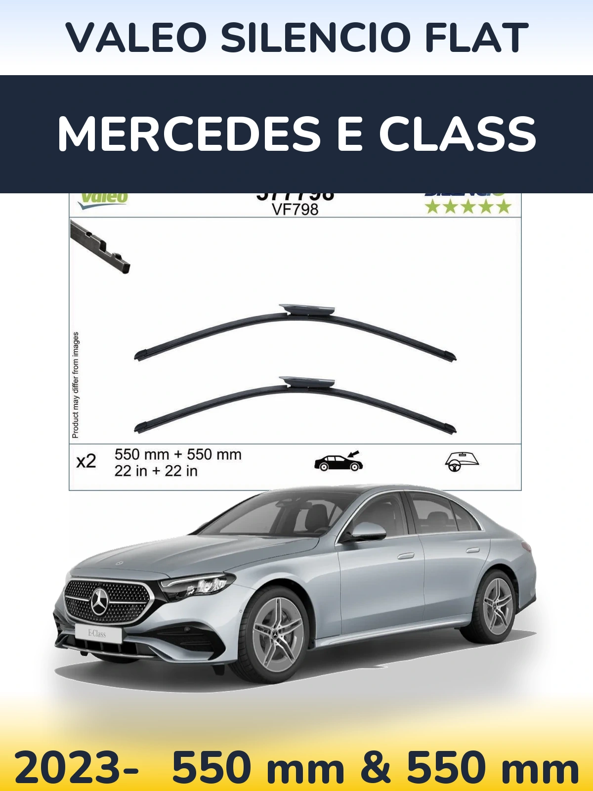 Komplet przednich wycieraczek Valeo Silencio Flat 550 & 550 mm do Mercedes Klasa E 2023-2026