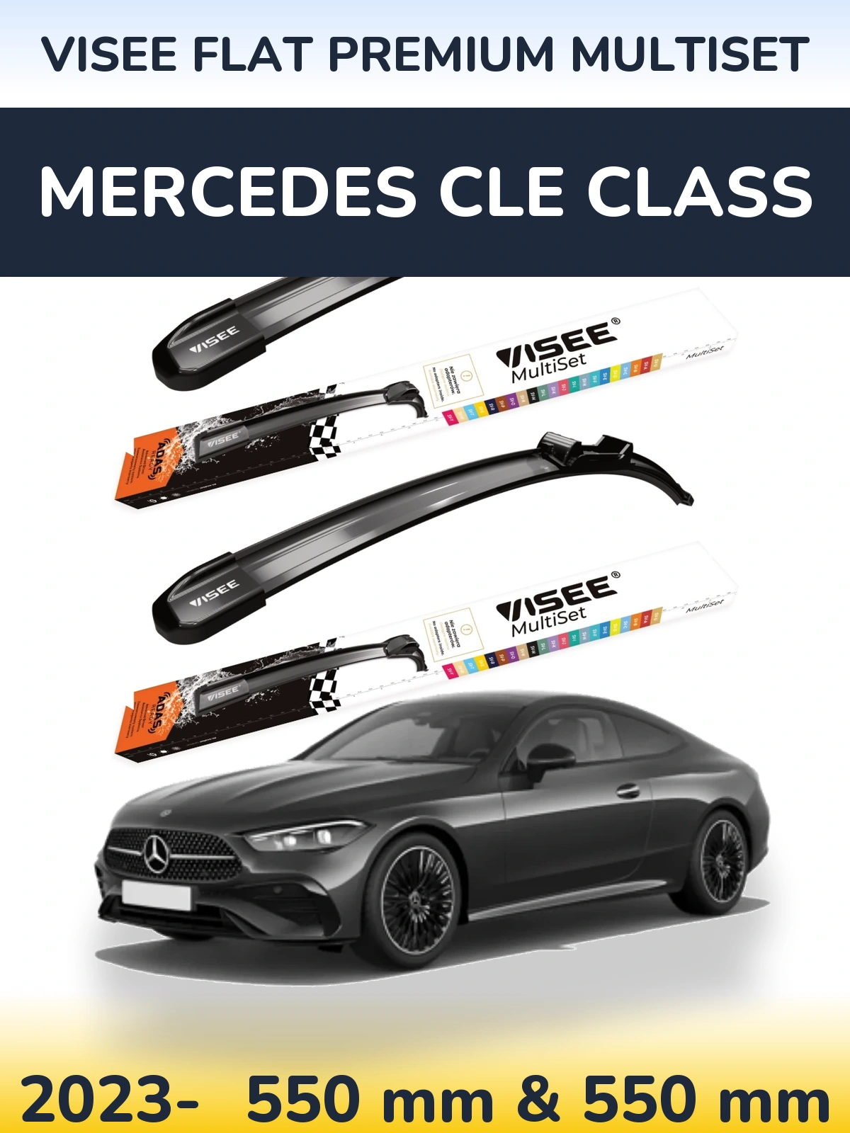 Komplet przednich wycieraczek VISEE FLAT PREMIUM MultiSet 550 & 550 mm do Mercedes Klasa CLE 2023-2026