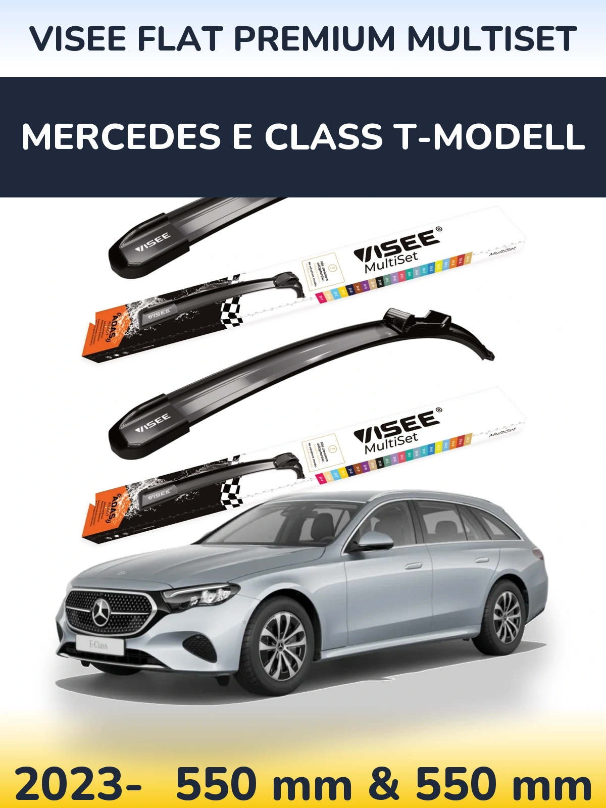 Komplet przednich wycieraczek VISEE FLAT PREMIUM MultiSet 550 & 550 mm do Mercedes Klasa E T-Modell 2023-2026