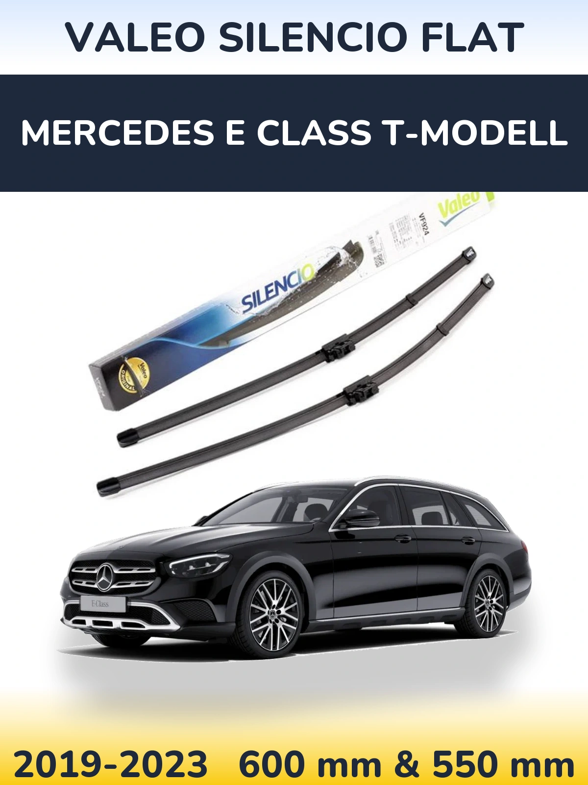 Комплект передних дворников Valeo Silencio Flat 600 & 550 мм для Mercedes E Class T-Модельl 2019-2023