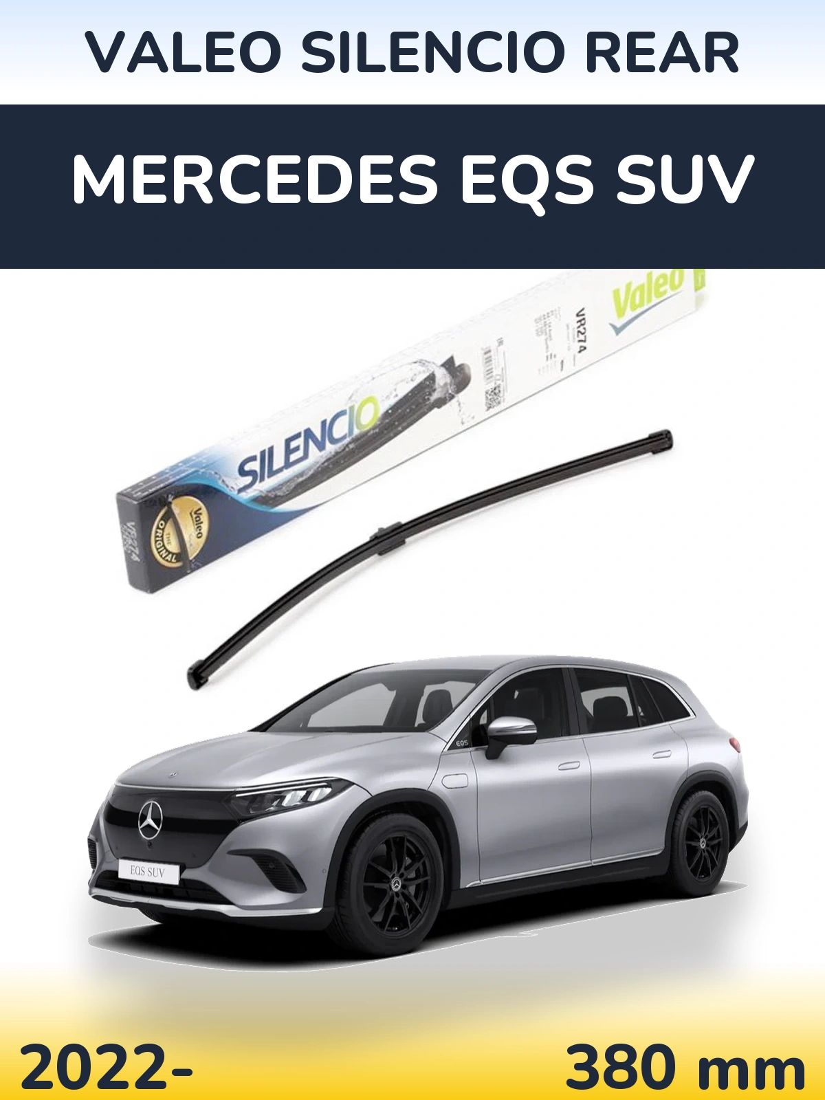 Rear wiper blade Valeo Silencio Rear 380 mm for Mercedes EQS SUV 2022-2026
