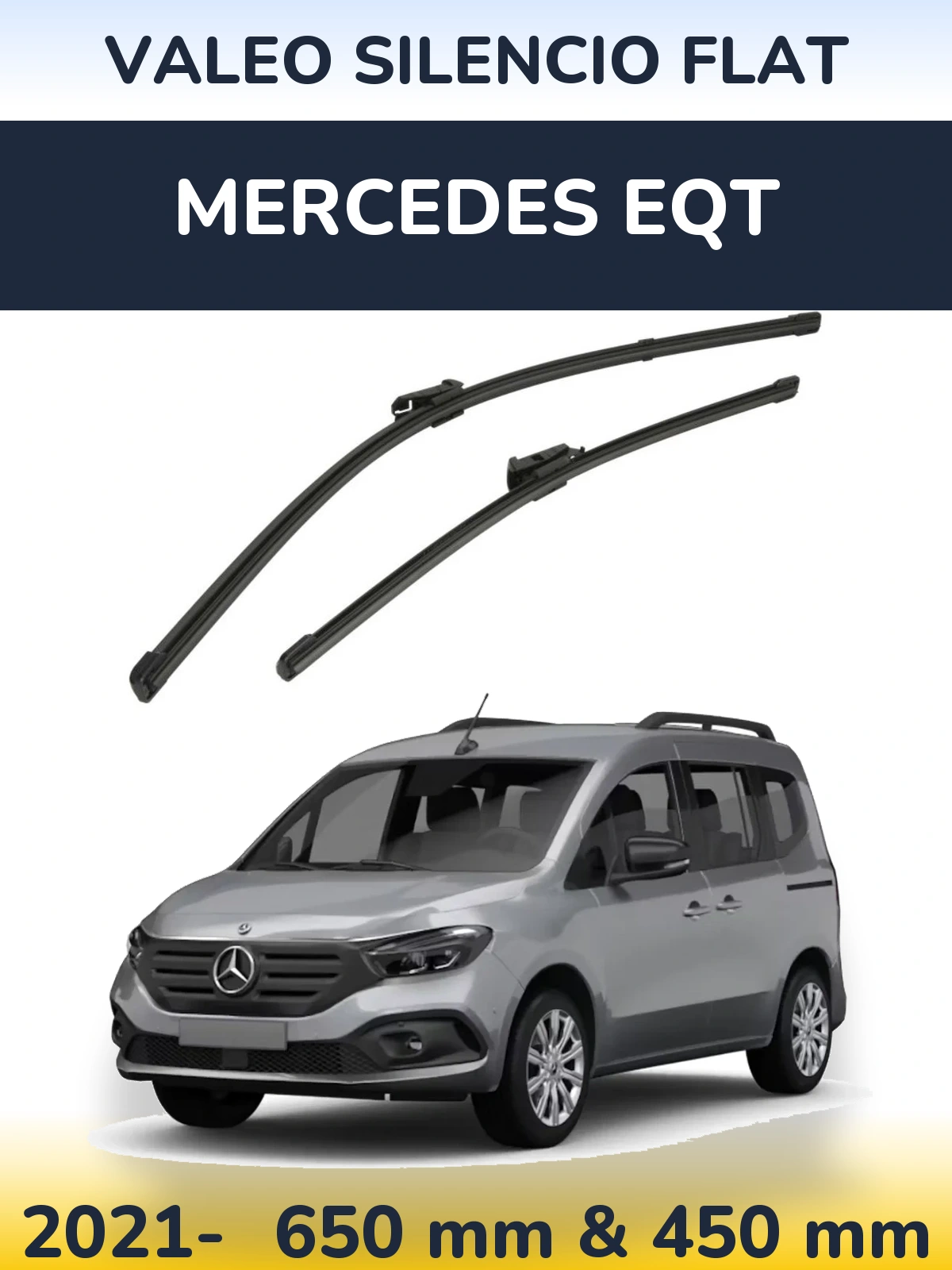 Front wiper blade set Valeo Silencio Flat 650 & 450 mm for Mercedes EQT 2021-2026