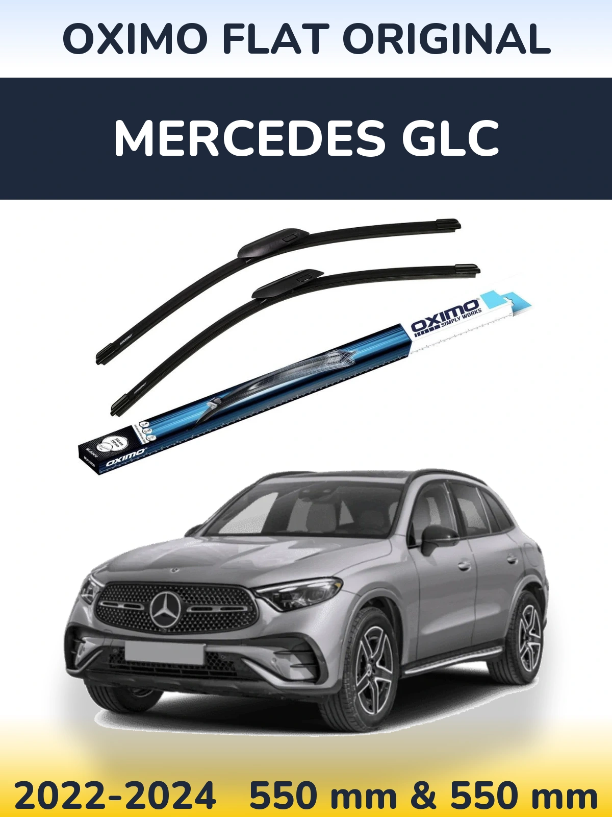 Комплект передних дворников Oximo Flat Original 550 & 550 мм для Mercedes GLC 2022-2024