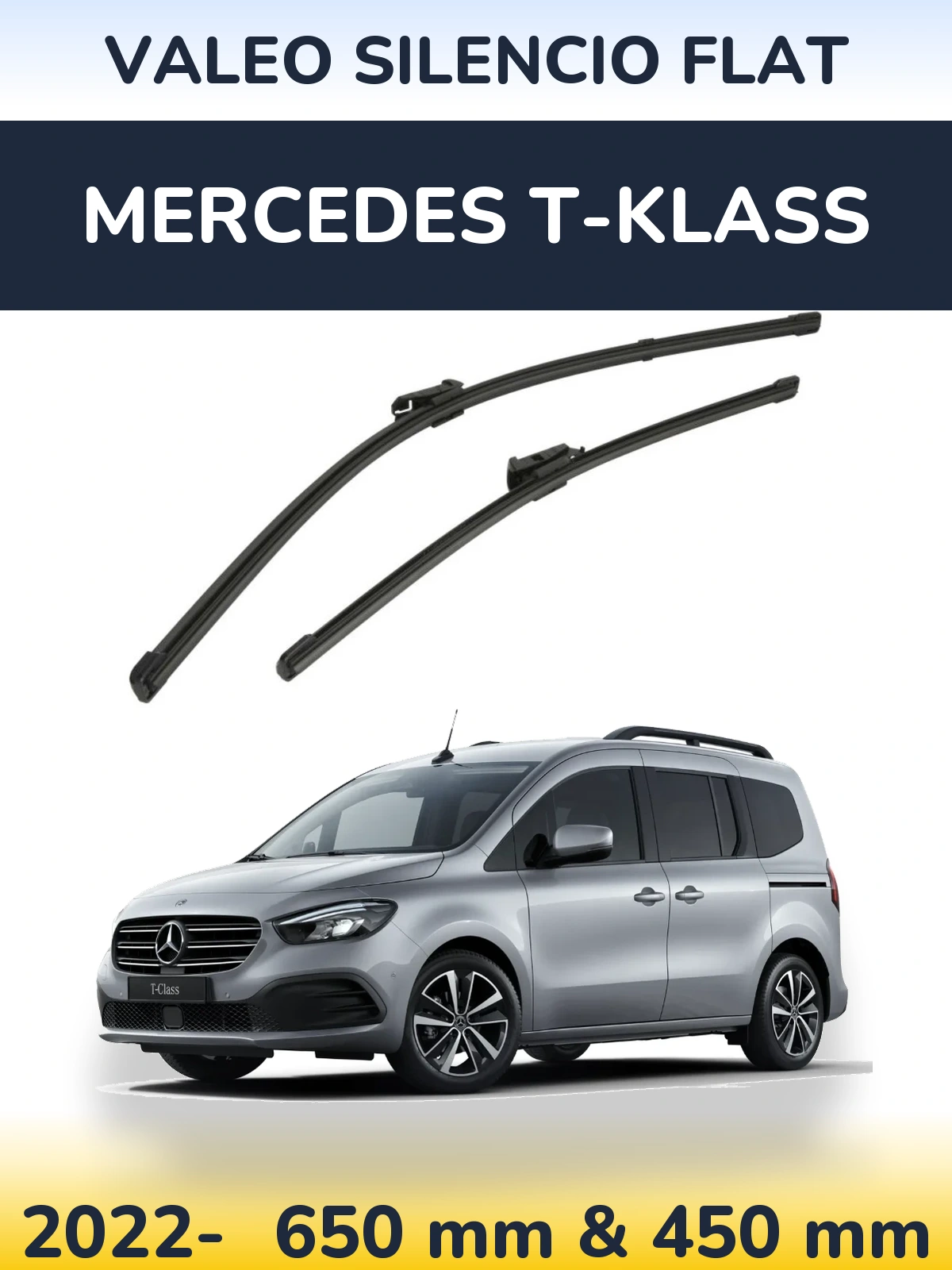 Комплект передних дворников Valeo Silencio Flat 650 & 450 мм для Mercedes T-Klass 2022-2026