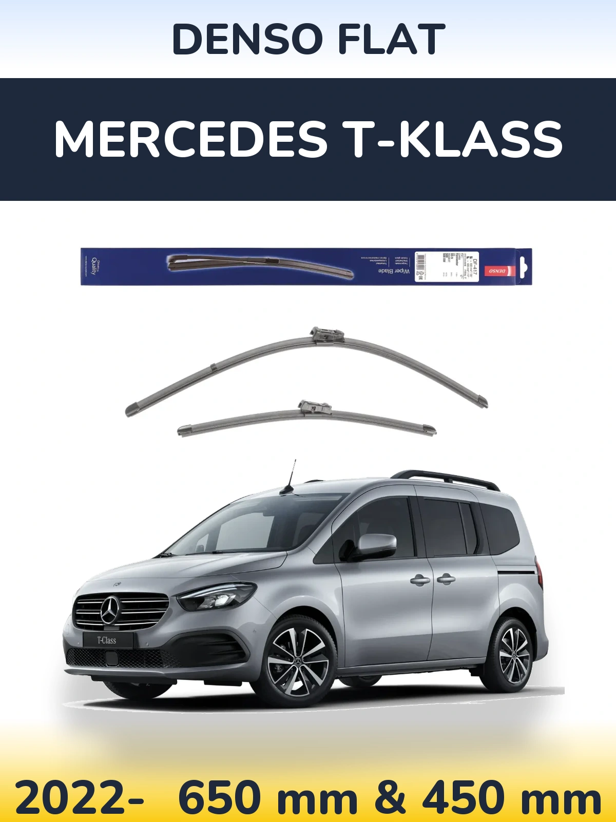 Комплект передніх щіток Denso Flat 650 & 450 мм для Mercedes T-Klass 2022-2026