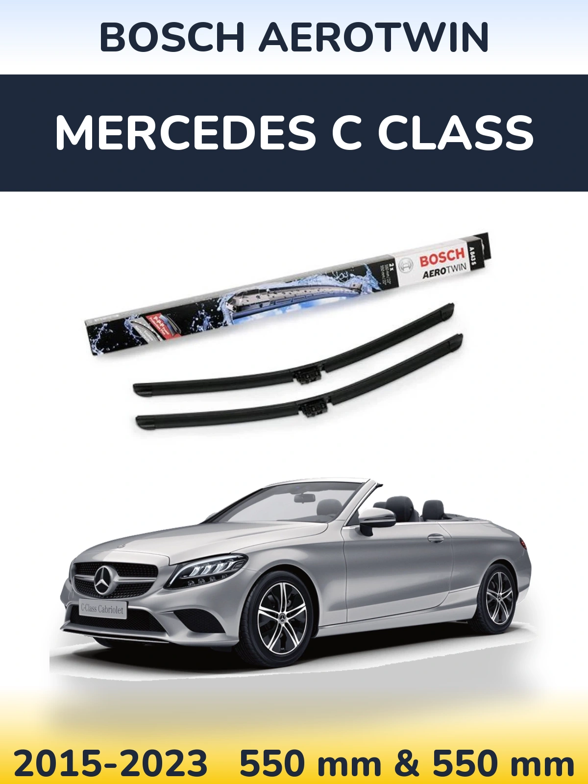 Комплект передних дворников BOSCH AeroTwin 550 & 550 мм для Mercedes C Class 2015-2023