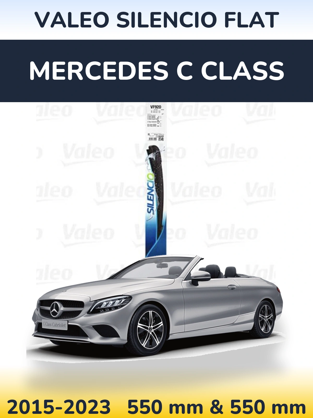 Комплект передних дворников Valeo Silencio Flat 550 & 550 мм для Mercedes C Class 2015-2023