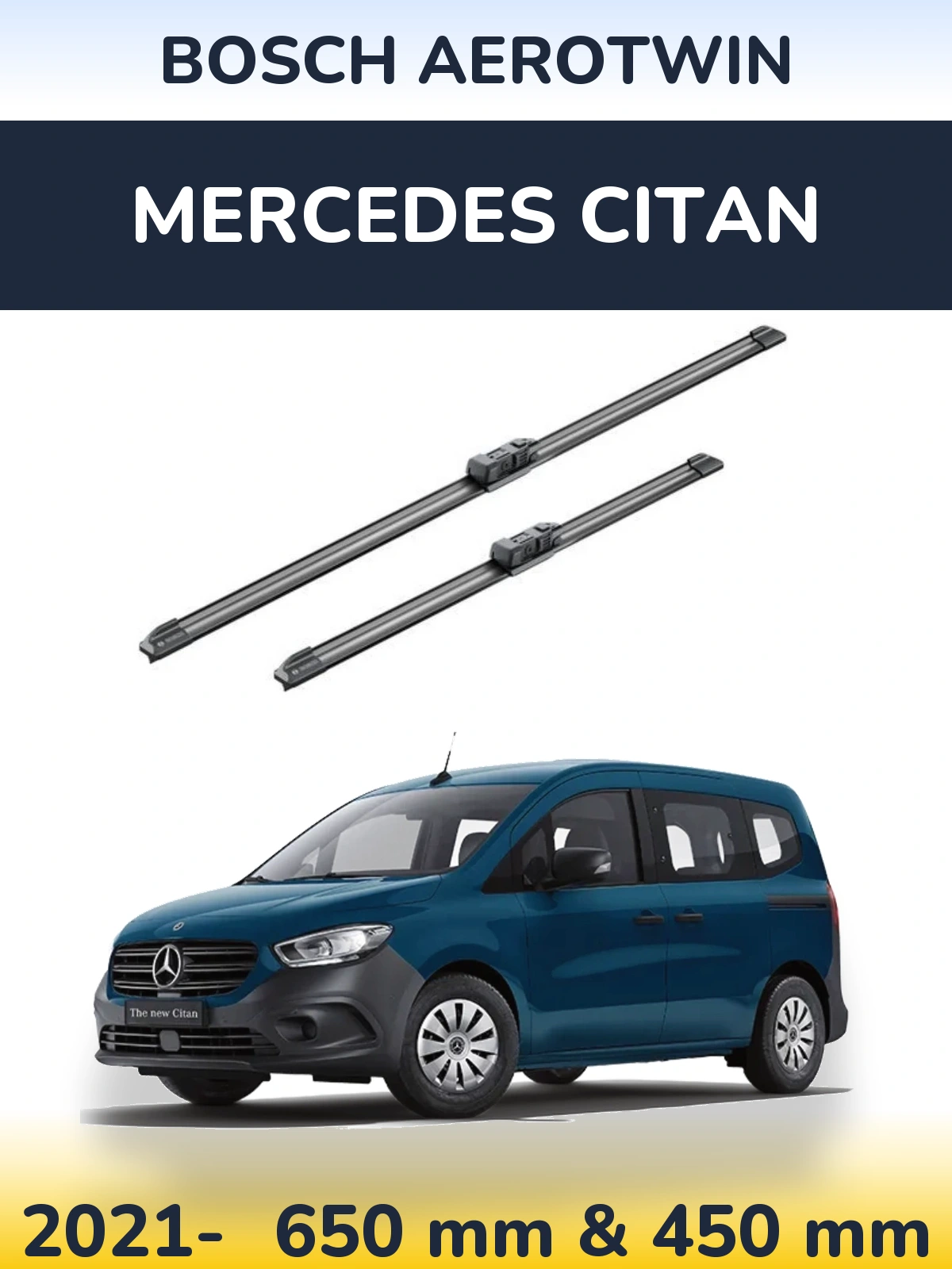 Комплект передніх щіток BOSCH AeroTwin 650 & 450 мм для Mercedes Citan 2021-2026