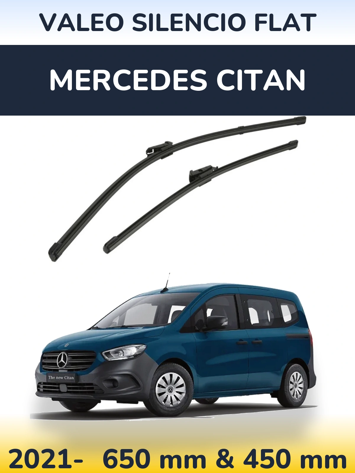 Komplet przednich wycieraczek Valeo Silencio Flat 650 & 450 mm do Mercedes Citan 2021-2026