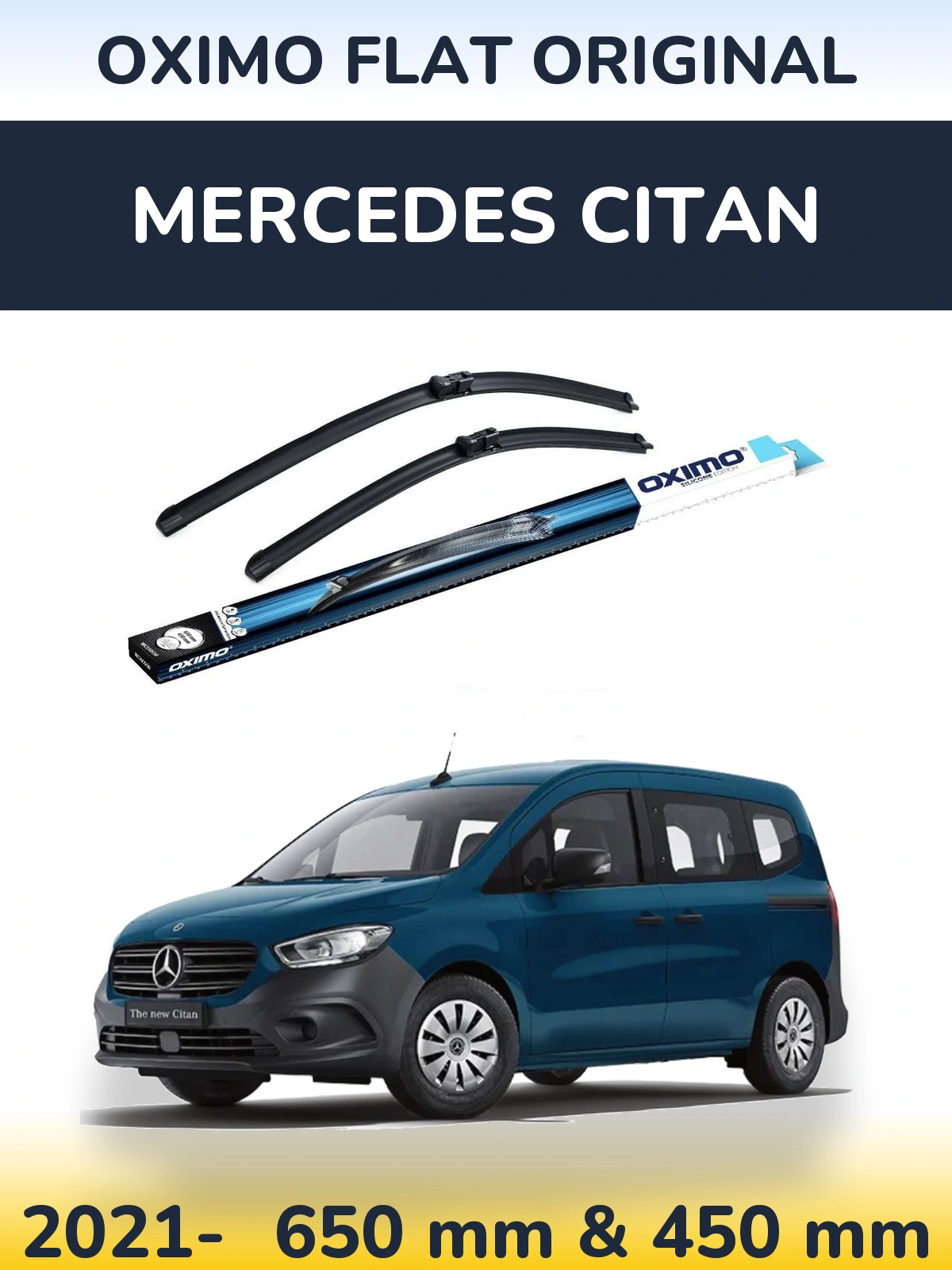 Комплект передних дворников Oximo Flat Original 650 & 450 мм для Mercedes Citan 2021-2026
