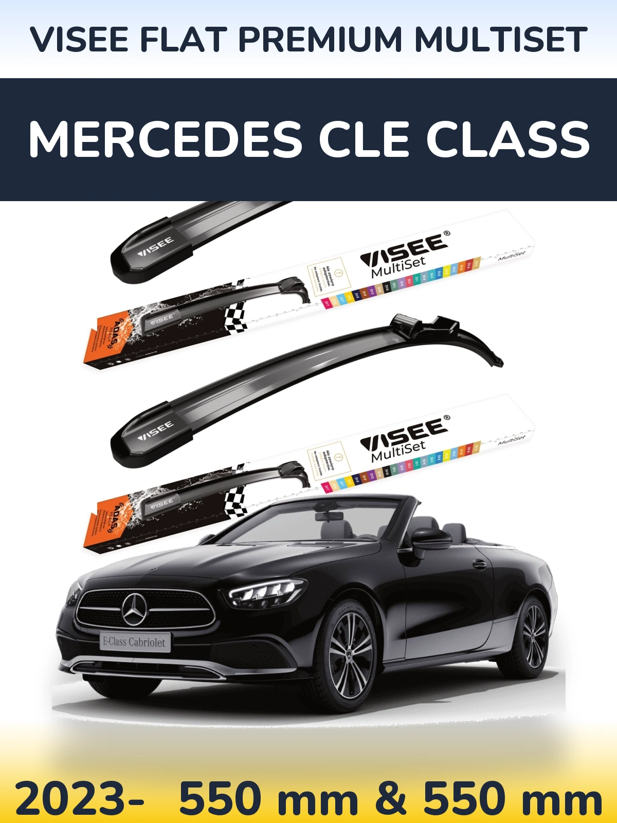 Komplet przednich wycieraczek VISEE FLAT PREMIUM MultiSet 550 & 550 mm do Mercedes Klasa CLE 2023-2026