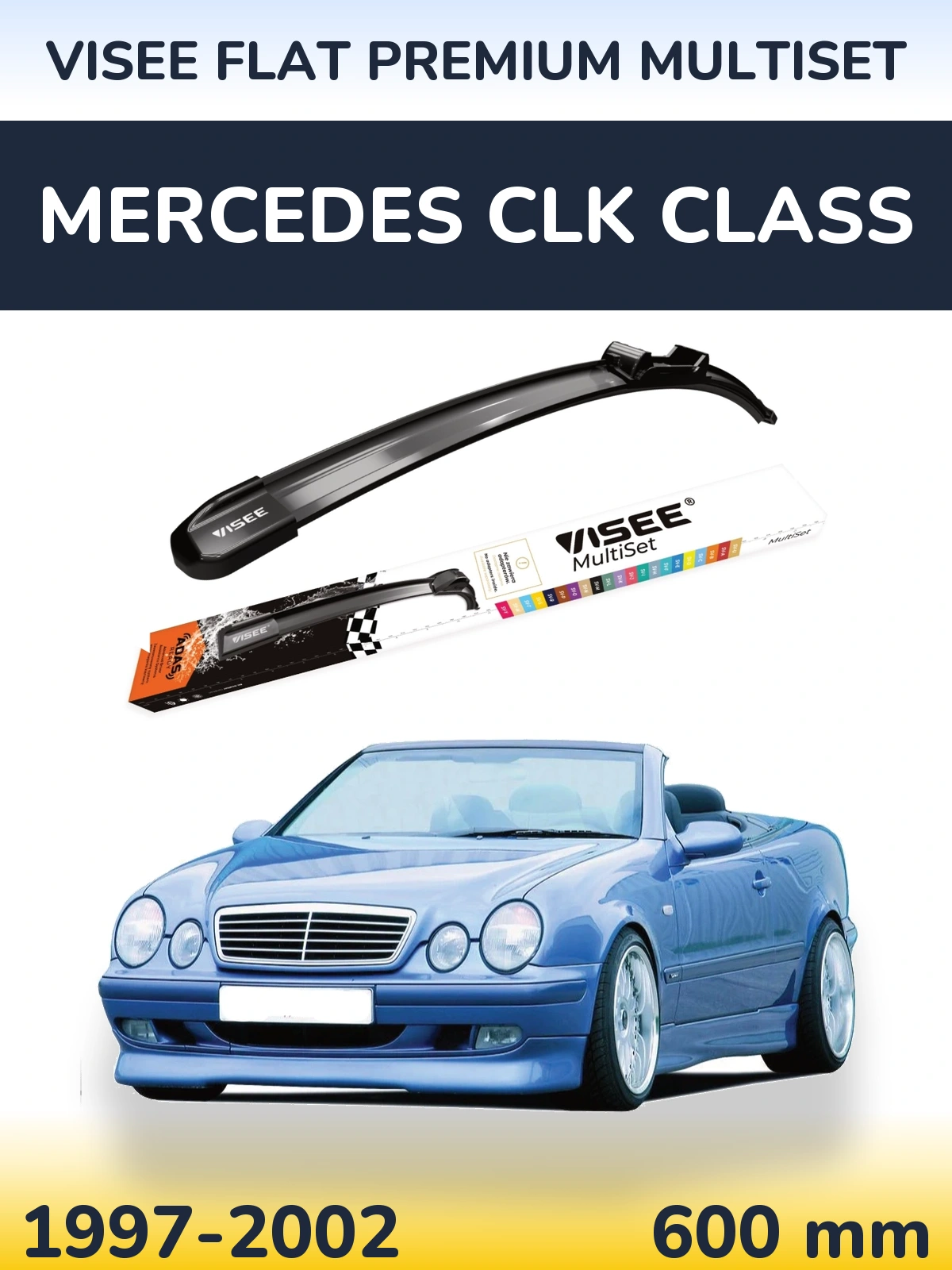 Передний дворник VISEE FLAT PREMIUM MultiSet 600 мм для Mercedes CLK Class 1997-2002