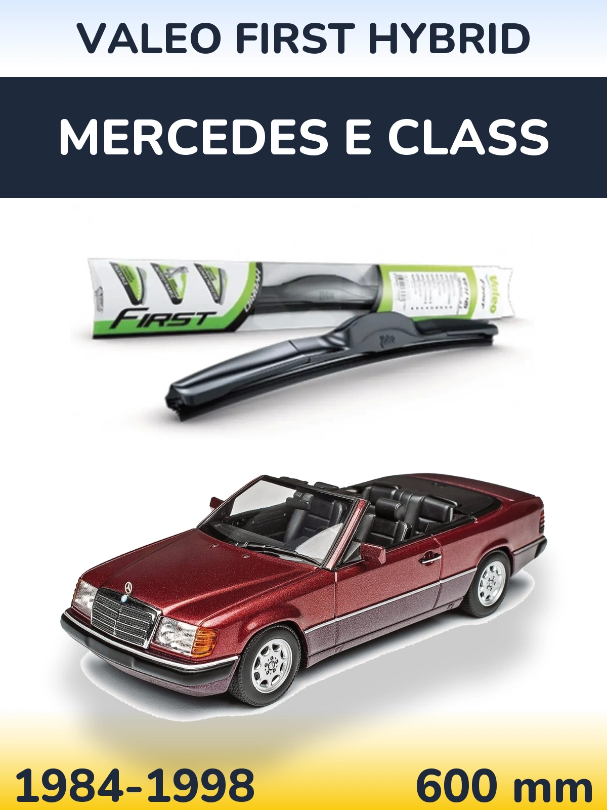 Front wiper blade Valeo First Hybrid 600 mm for Mercedes E Class 1984-1998