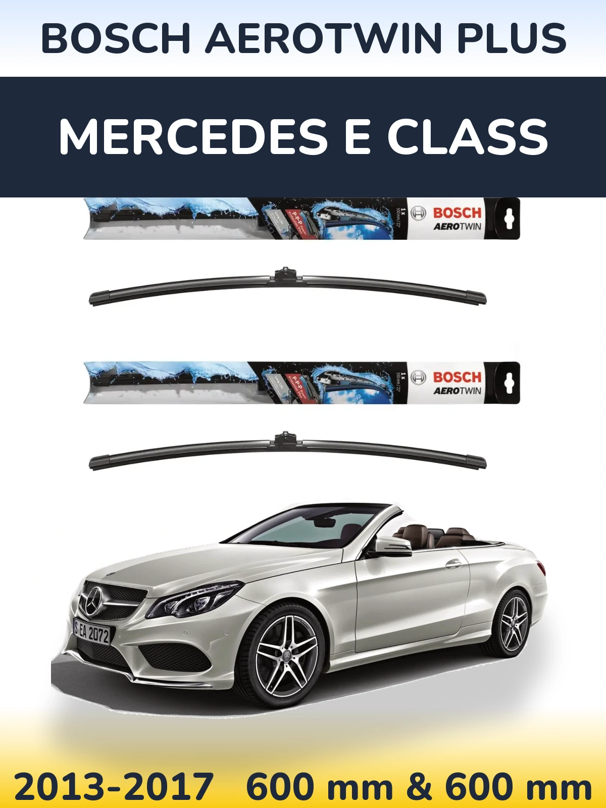 Комплект передніх щіток BOSCH AeroTwin Plus 600 & 600 мм для Mercedes E Class 2013-2017