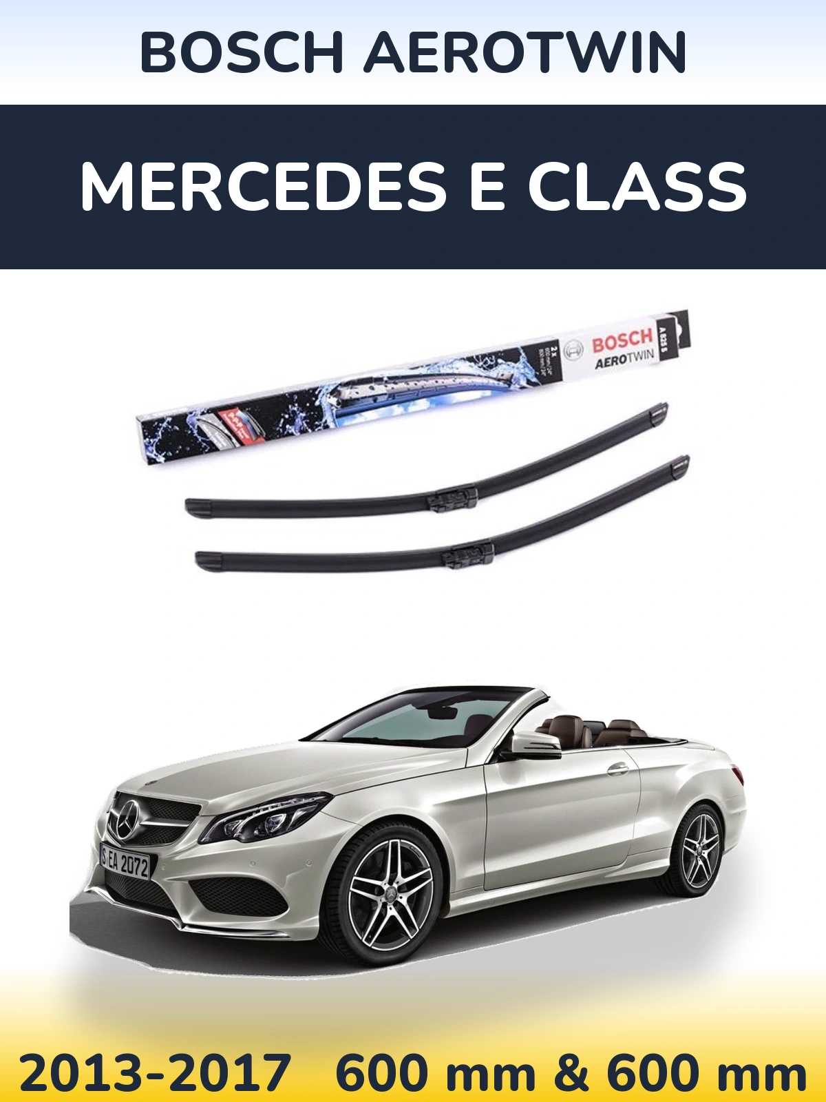Комплект передних дворников BOSCH AeroTwin 600 & 600 мм для Mercedes E Class 2013-2017