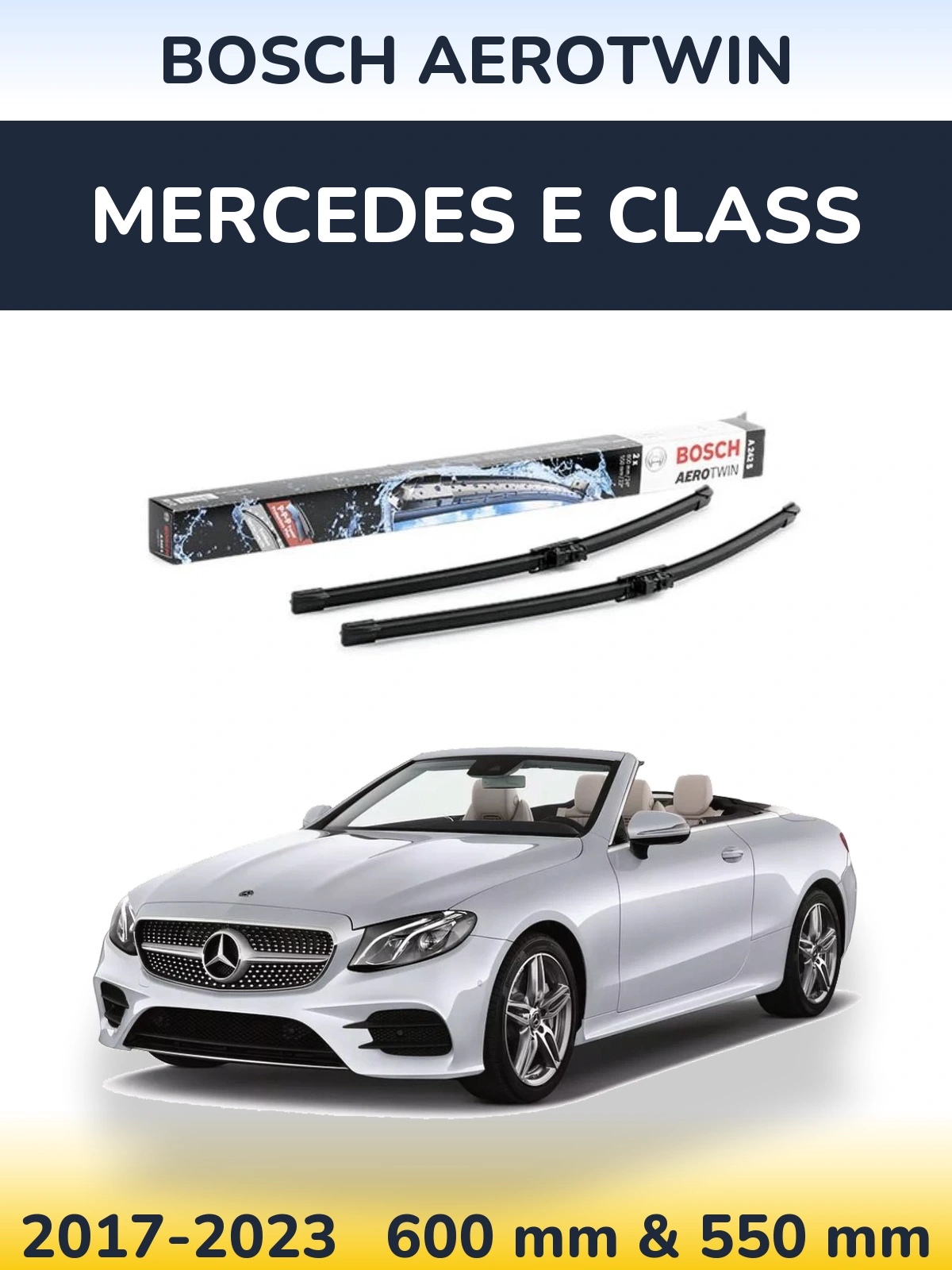 Komplet przednich wycieraczek BOSCH AeroTwin 600 & 550 mm do Mercedes Klasa E 2017-2023