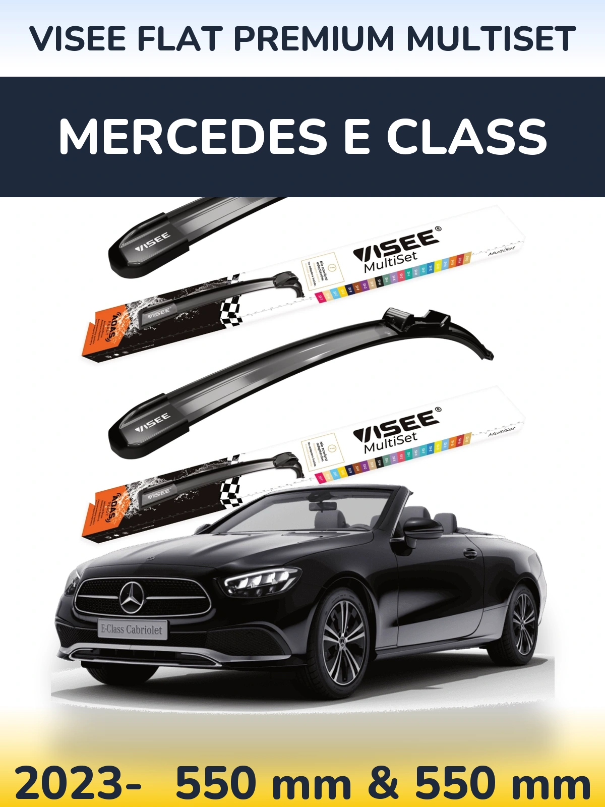 Komplet przednich wycieraczek VISEE FLAT PREMIUM MultiSet 550 & 550 mm do Mercedes Klasa E 2023-2026