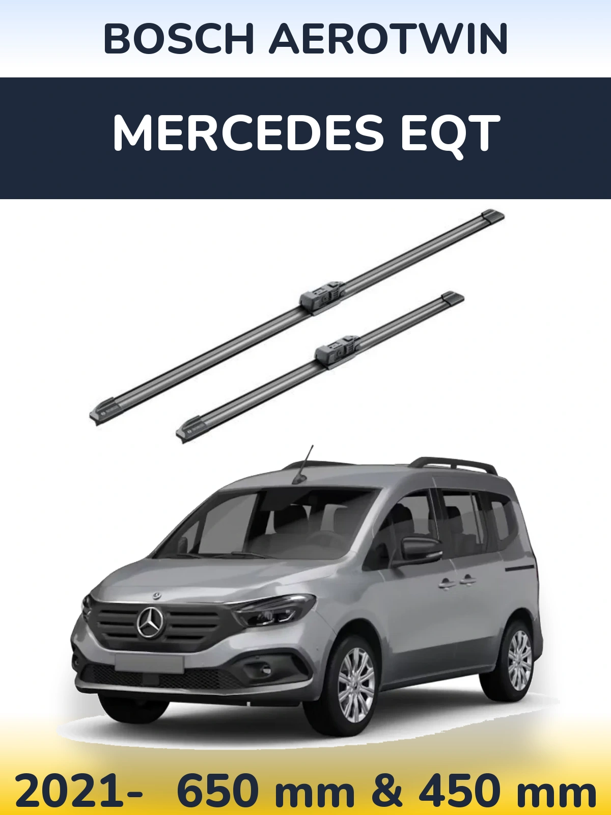Комплект передних дворников BOSCH AeroTwin 650 & 450 мм для Mercedes EQT 2021-2026