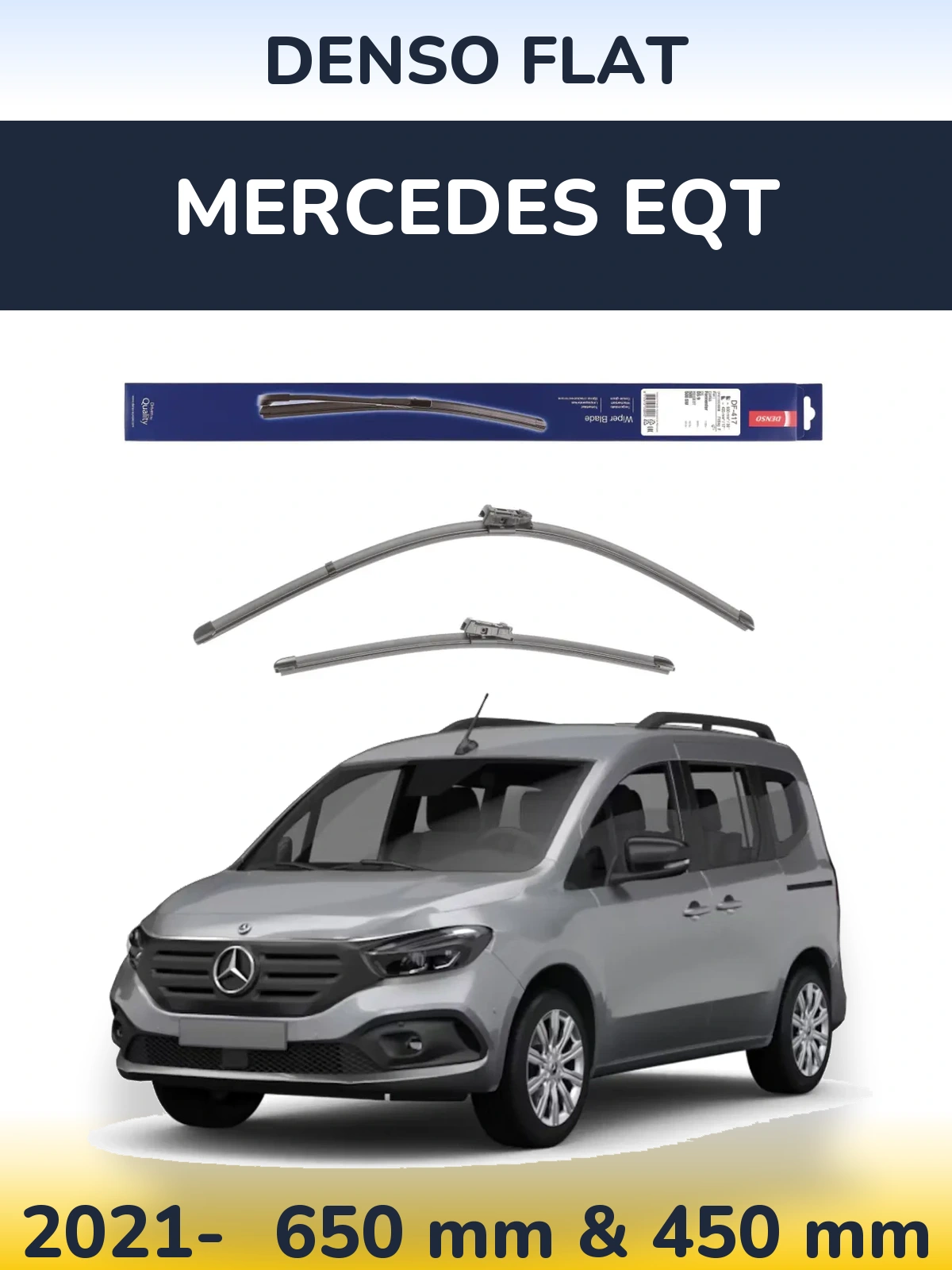 Комплект передних дворников Denso Flat 650 & 450 мм для Mercedes EQT 2021-2026